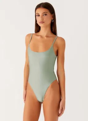Ava One Piece Swimsuit - Sage Surfing Swim Stretch Recovery Fabric