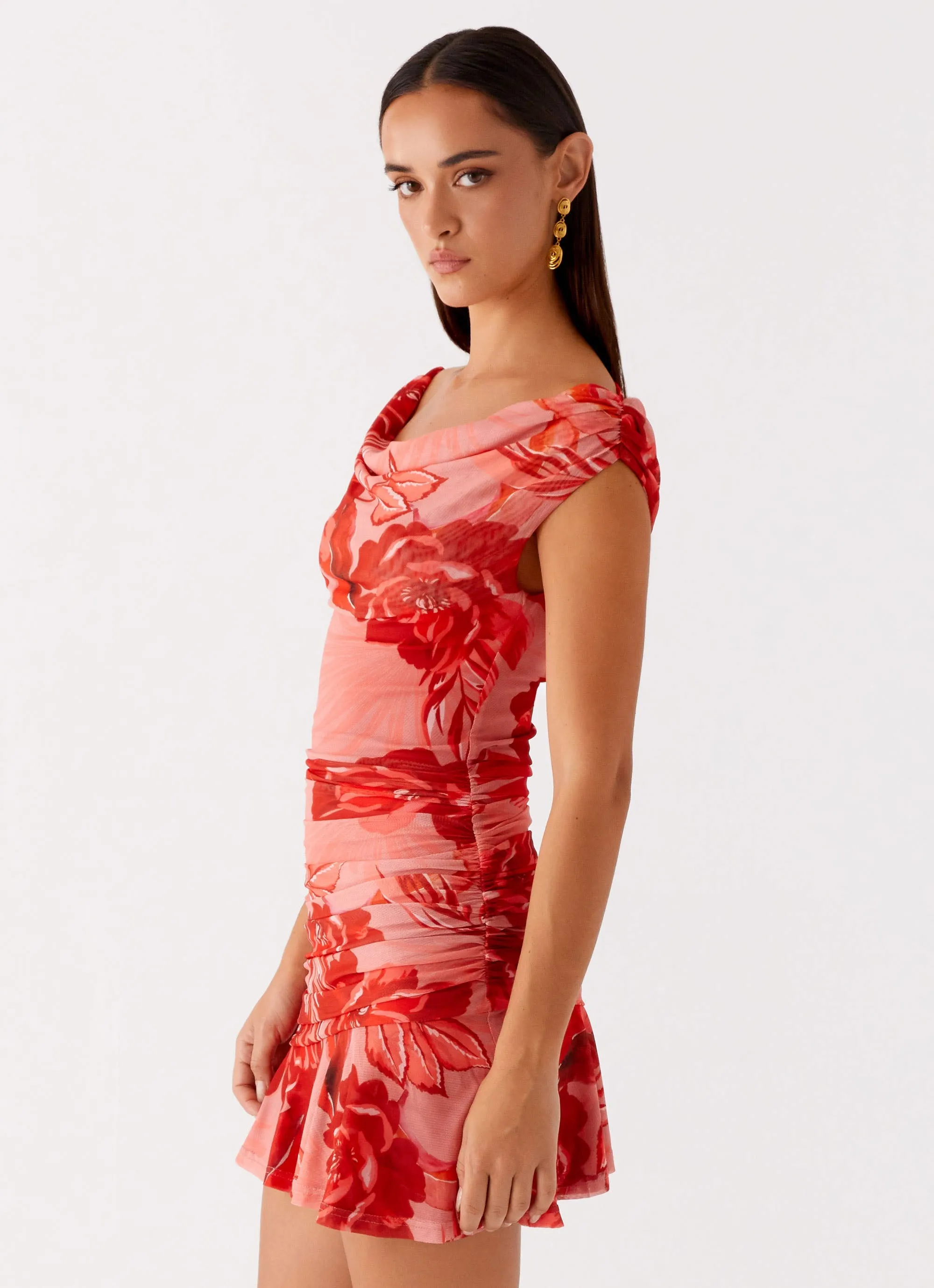 Trendy Design Chic Wear Cait Mini Dress - Sicily Sunsets Print