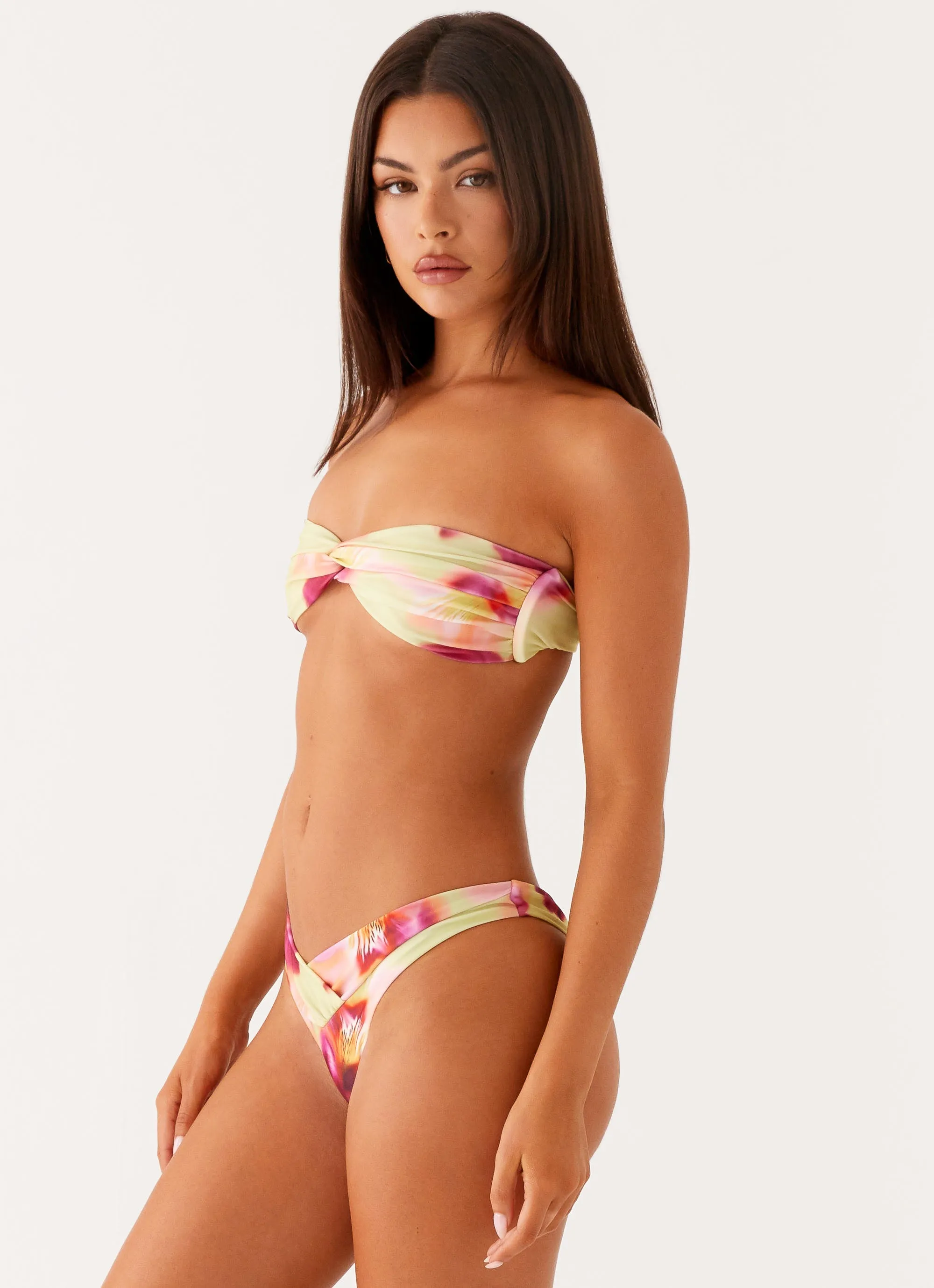 Mixable Swim Saltwater Resistant Elastic Delta Bikini Bottoms - Green Tropical