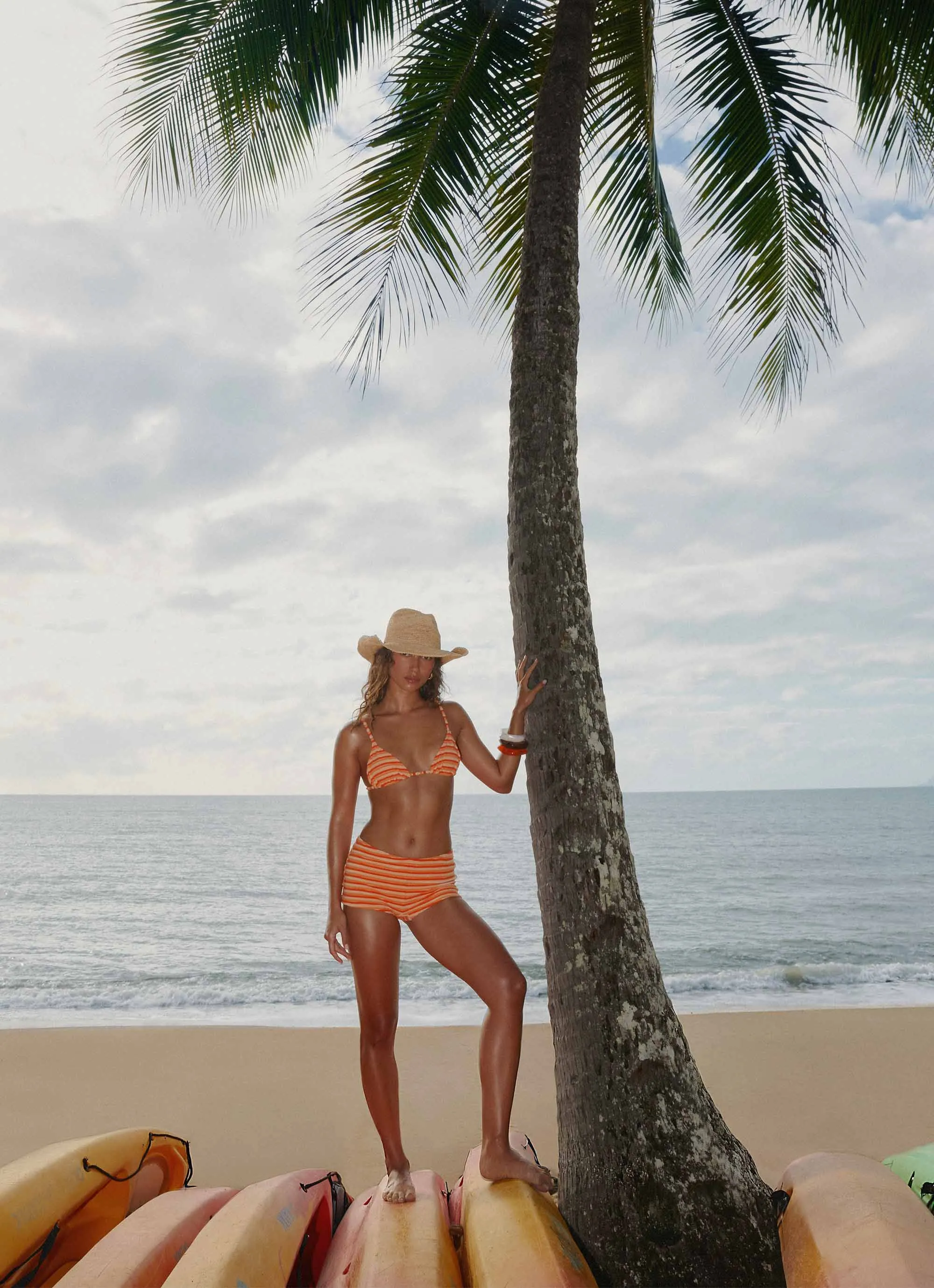 Underwire Calista Bikini Top - Orange Stripe