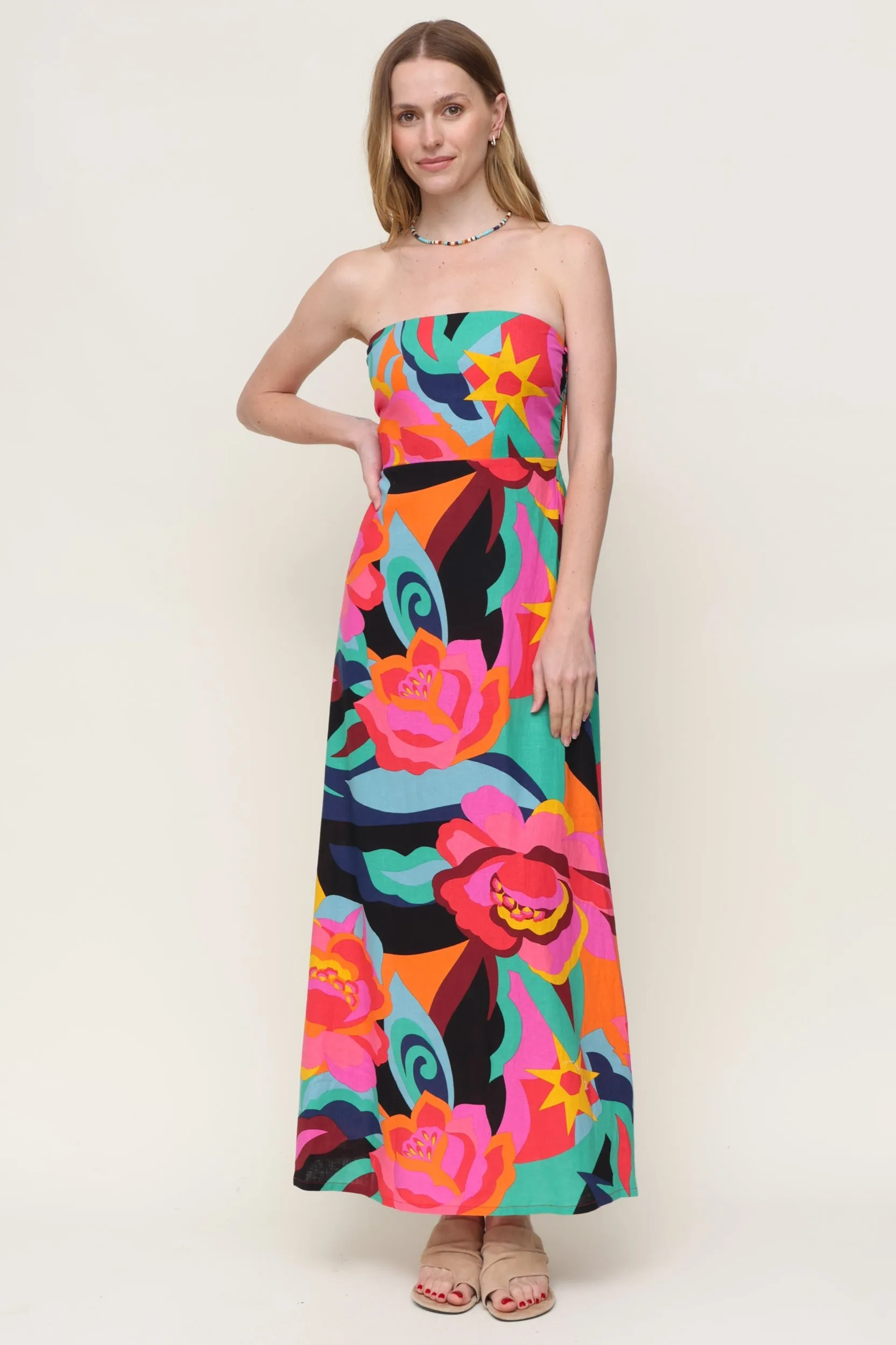 Jewel-Tone Simple Form Sunlit Maxi Dress