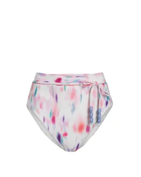 Smooth Edge Finish Belted Hi Waist Hi Leg Bottom In Hazy Ikat Ivory