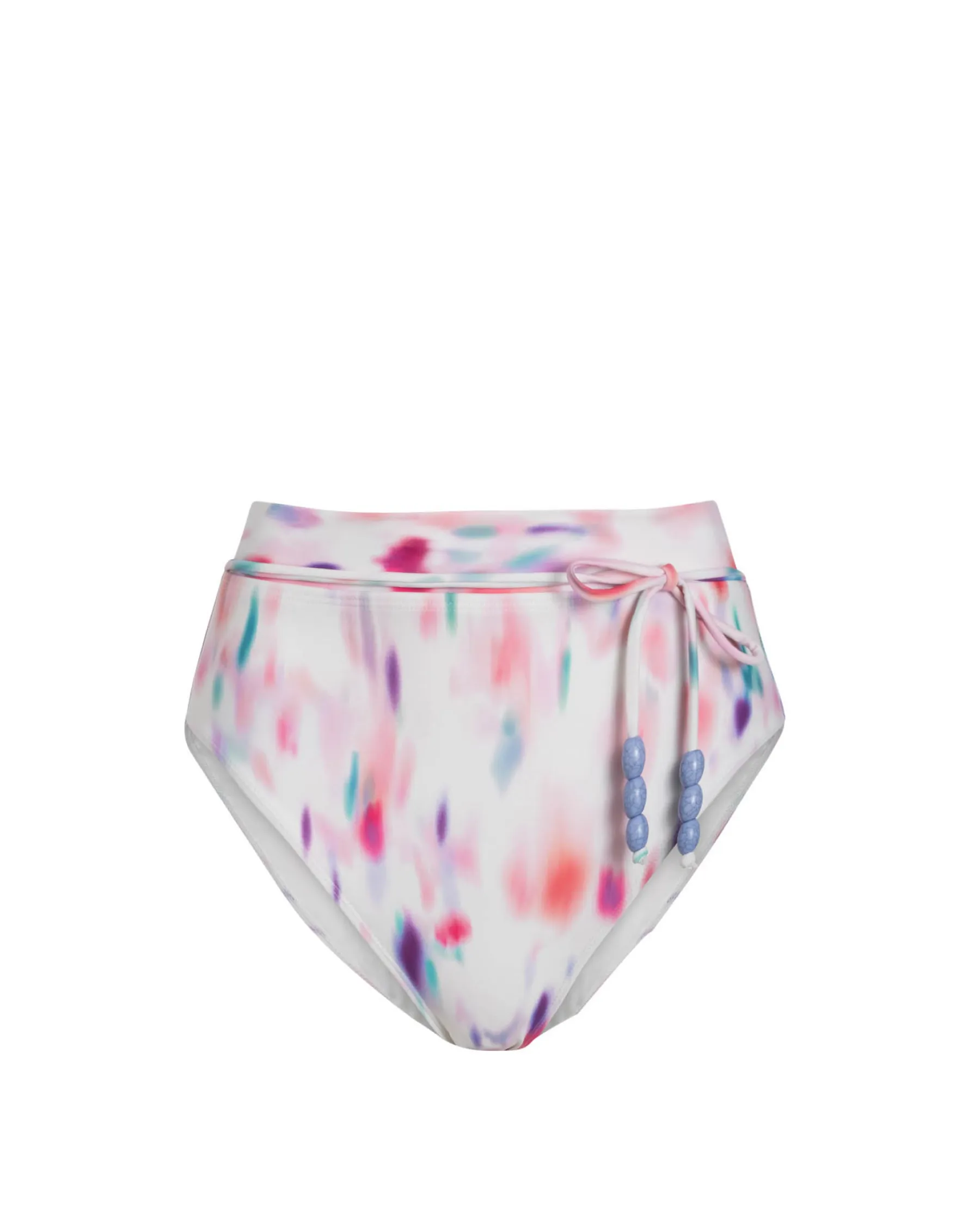 Smooth Edge Finish Belted Hi Waist Hi Leg Bottom In Hazy Ikat Ivory