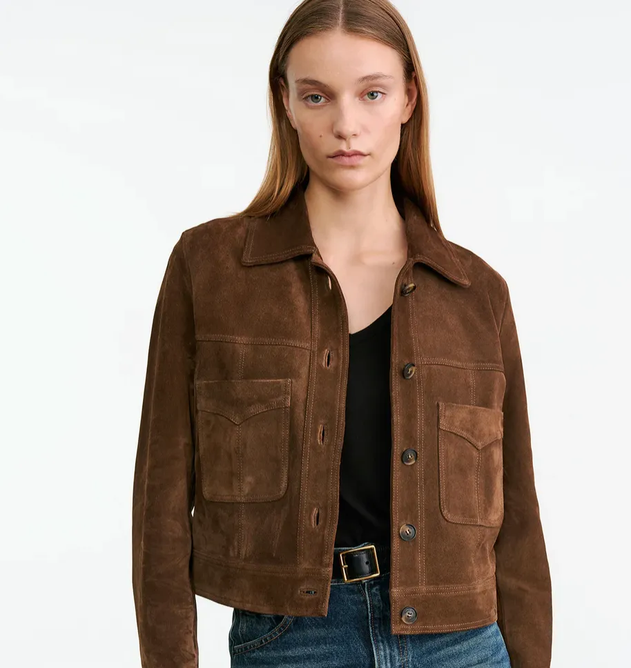 Susannah Suede Jacket in Hazelnut Crush Durable Zippers