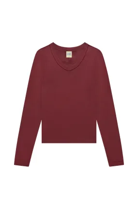 Circular Knit Technique Jill Long Sleeve Tee in Syrah