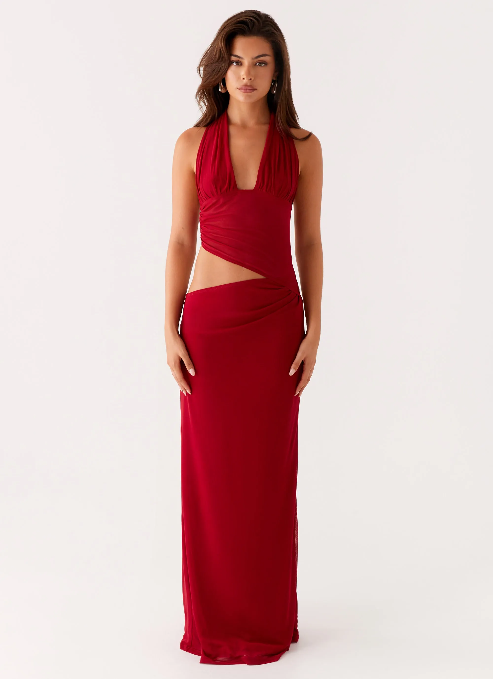 Main Act Halter Maxi Dress - Raspberry Breeze Grace