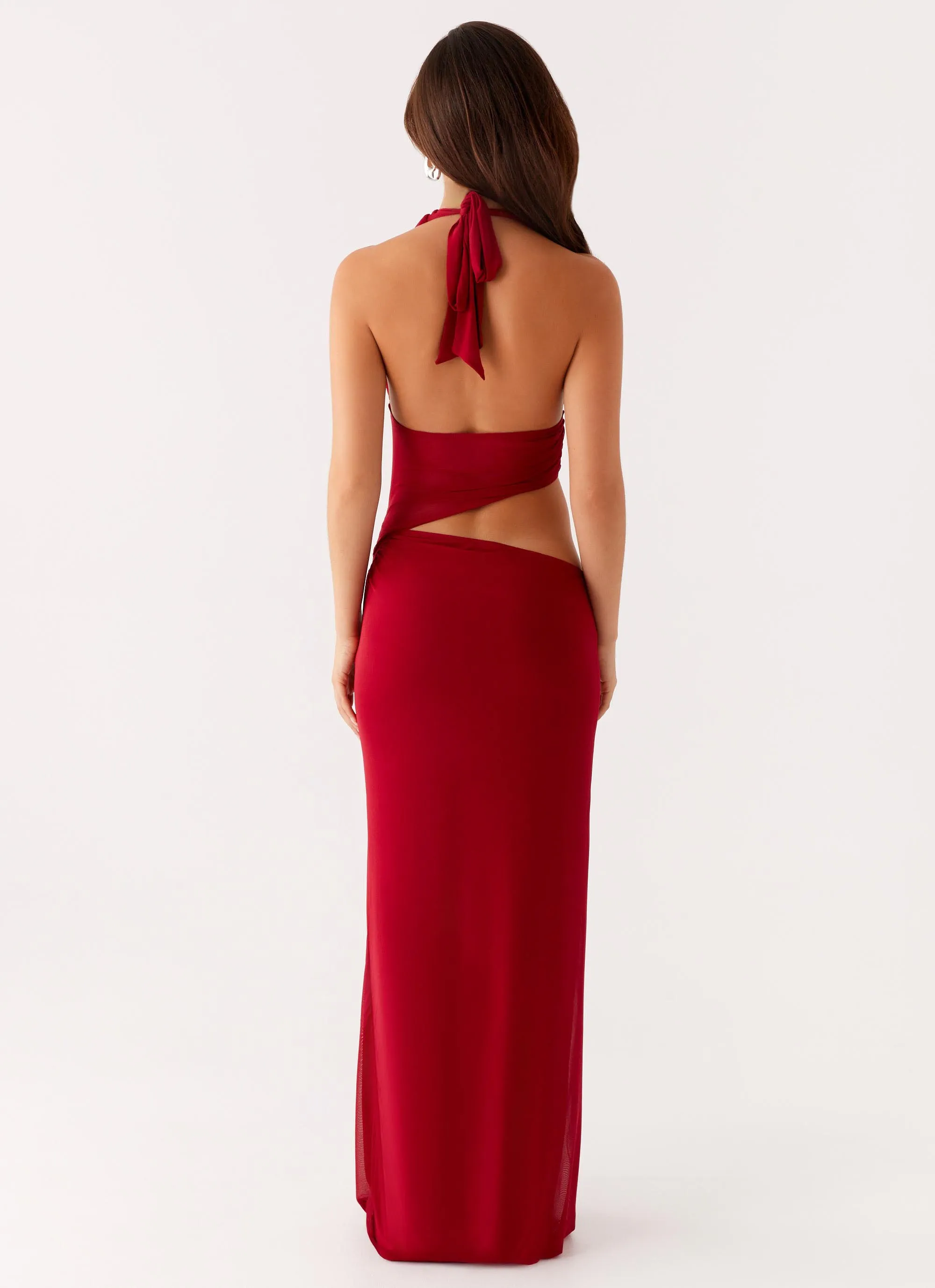 Chic Design Mid Fit Main Act Halter Maxi Dress - Raspberry