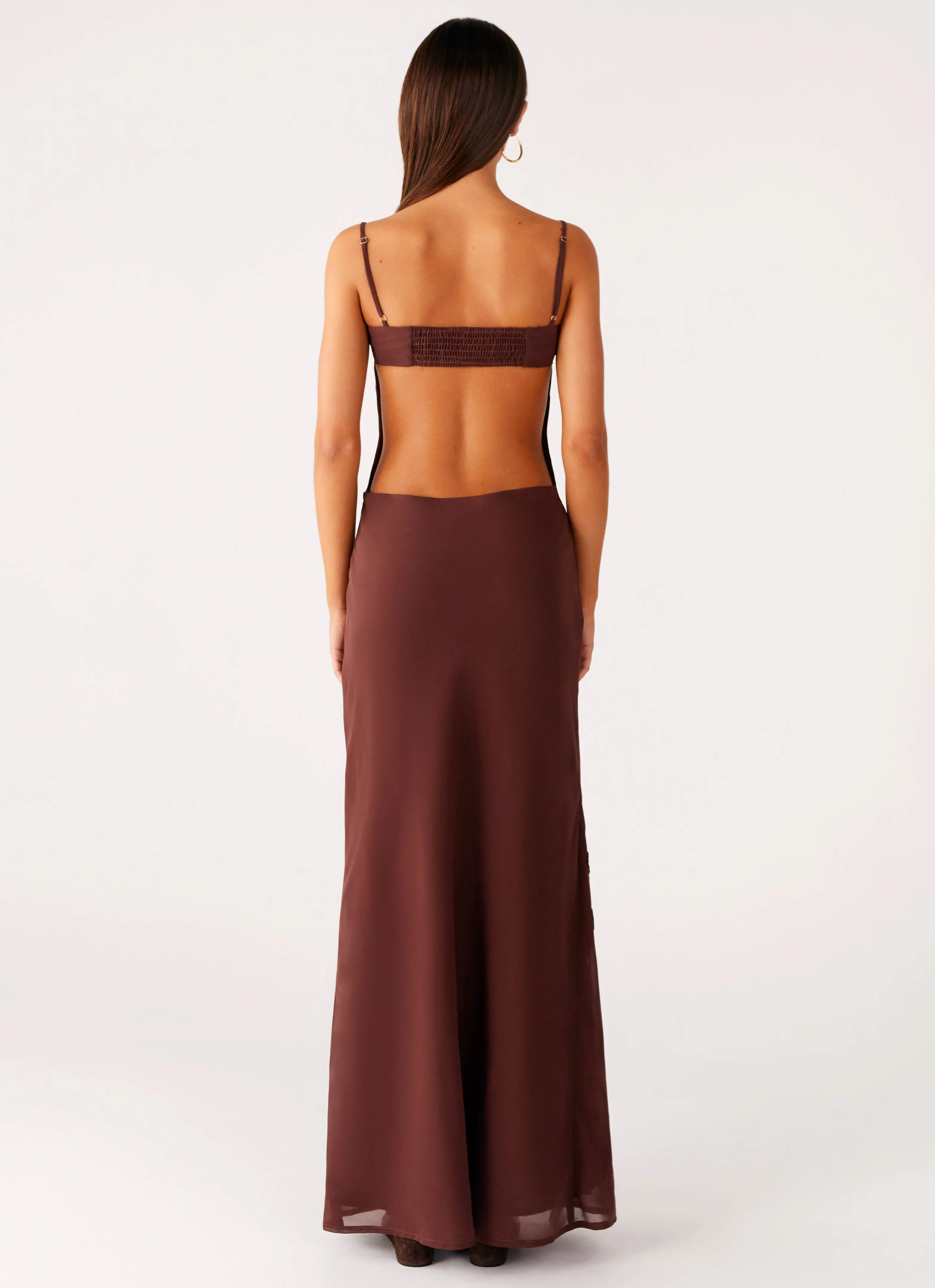 Bayla Beaded Flower Maxi Dress - Chocolate Travel-Essential