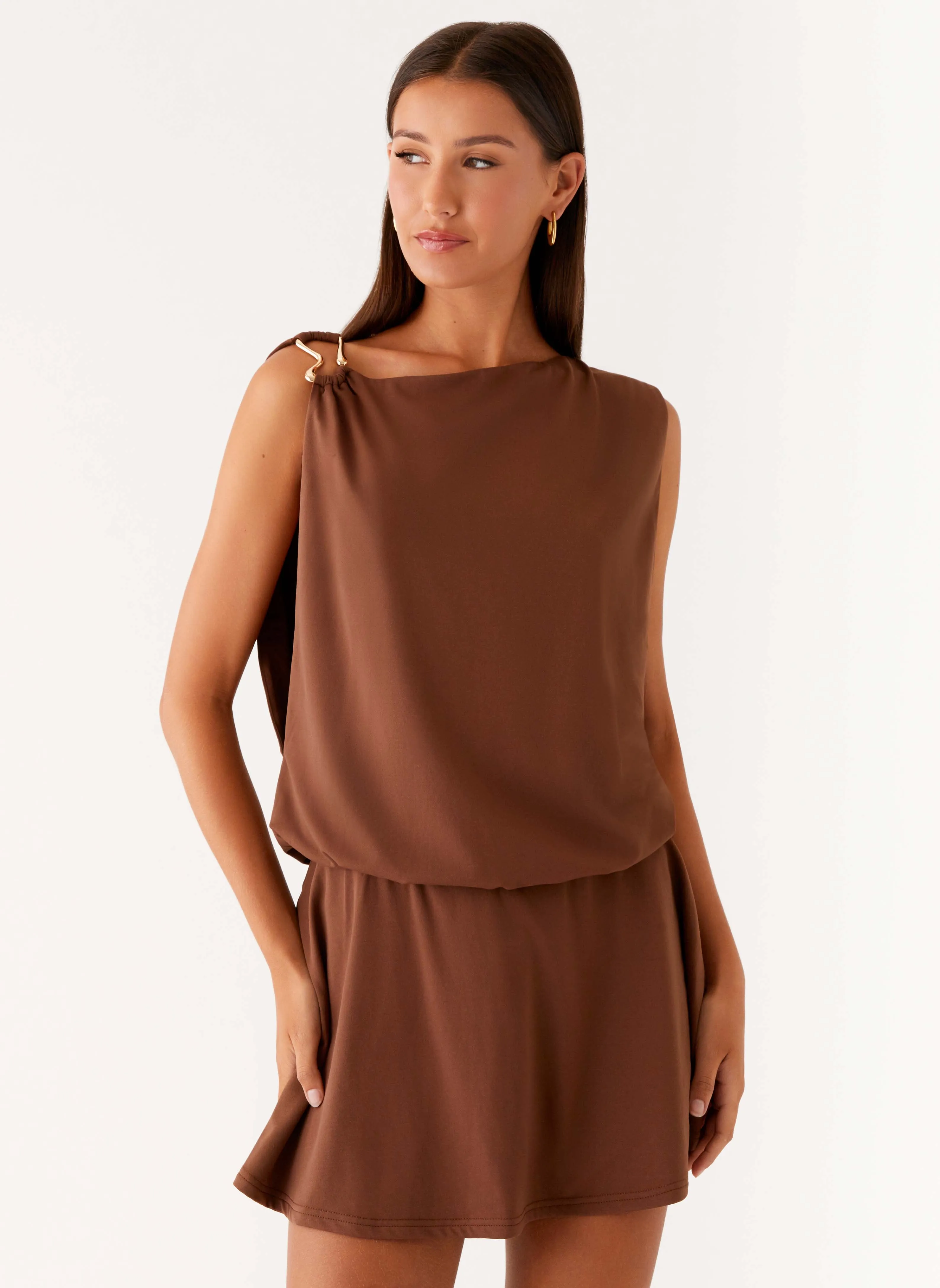 Weekend Chic skin friendly Ala Mini Dress - Chocolate