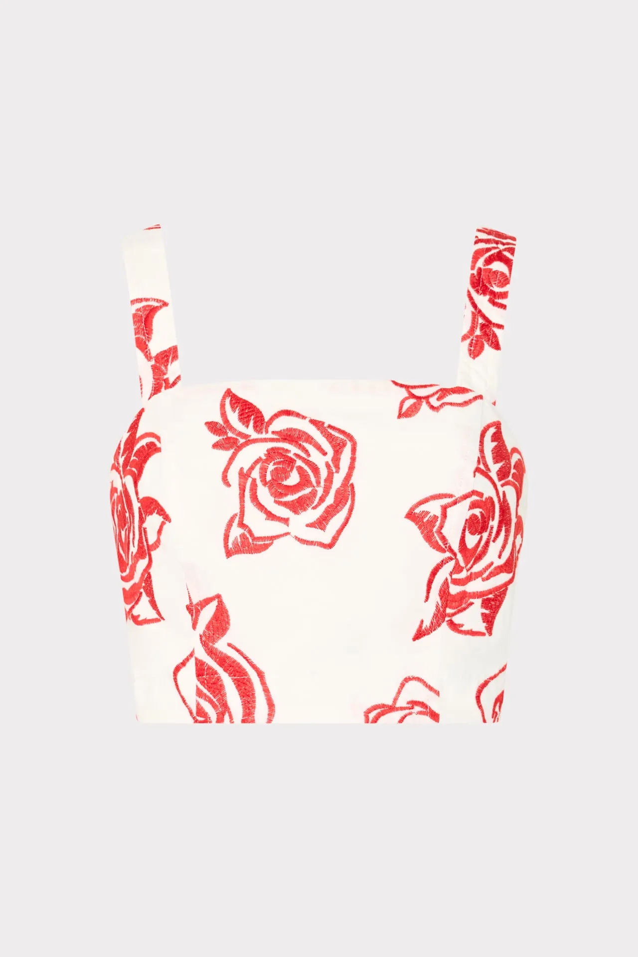MoistureWickingMaterial Rose Embroidery Crop Top