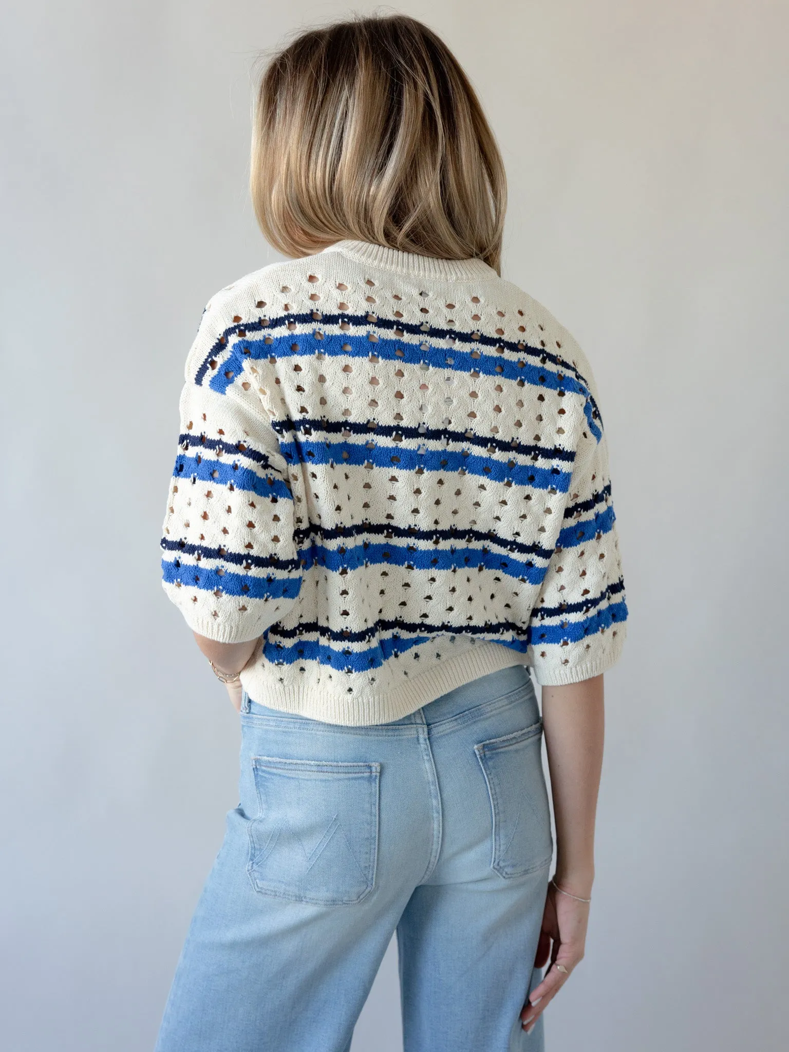 BrushedInnerLining ZeroWaste Pattern Match Point Sweater- White