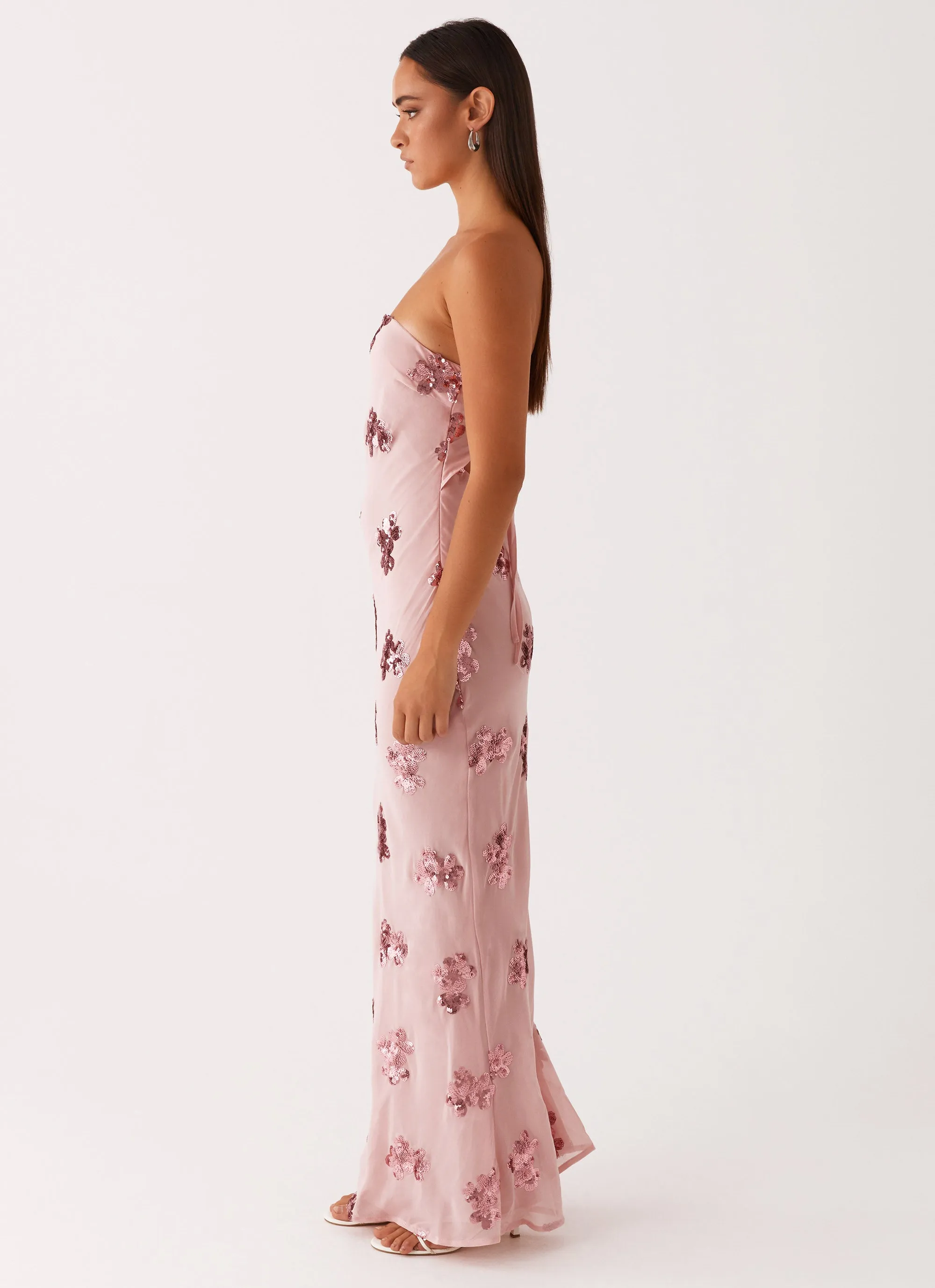 Sweet Escape Sequin Maxi Dress - Baby Pink Easy Fit