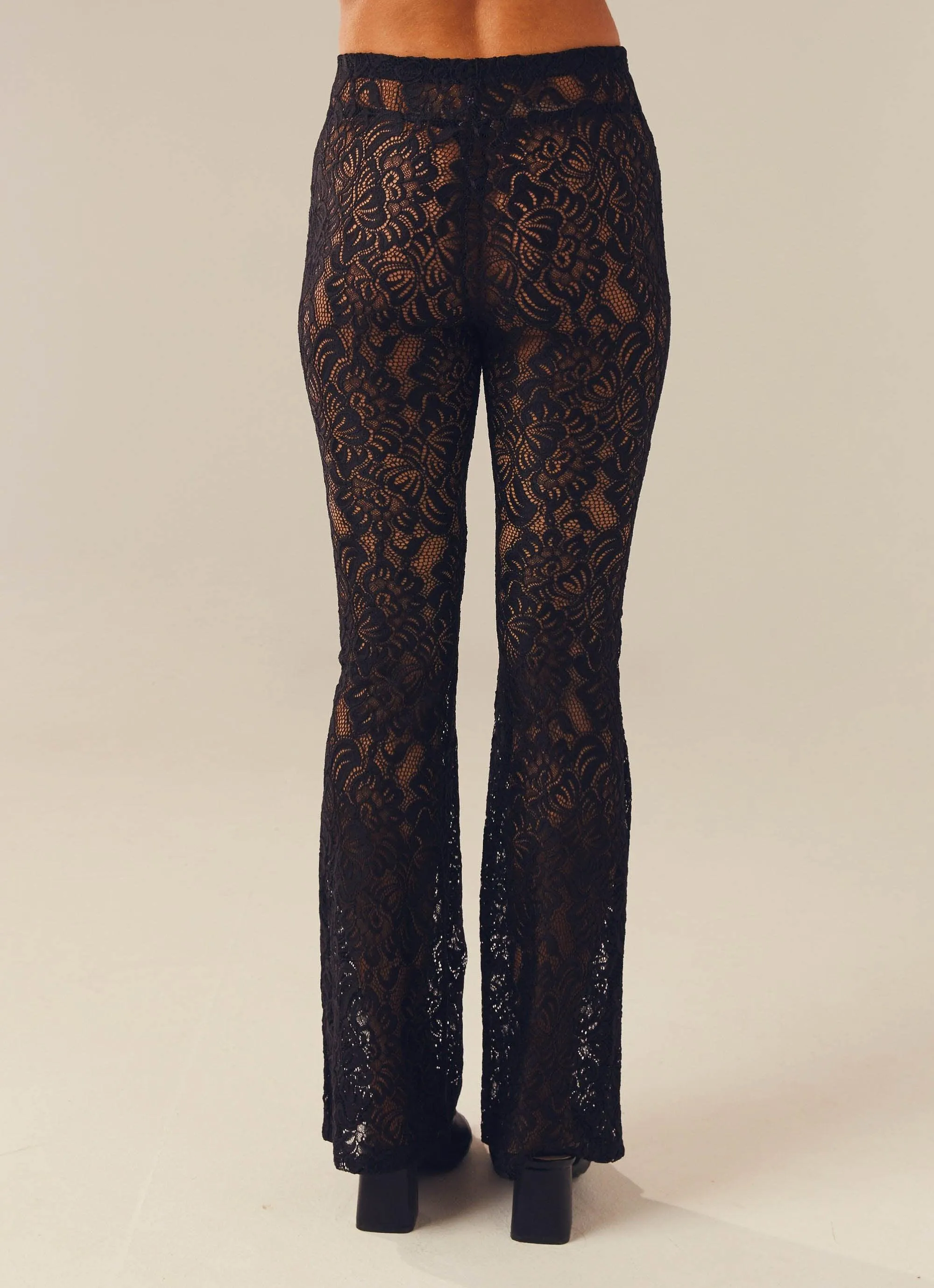 Office Friendly Adaptable Fit Sweet Fantasy Lace Pants - Shadow