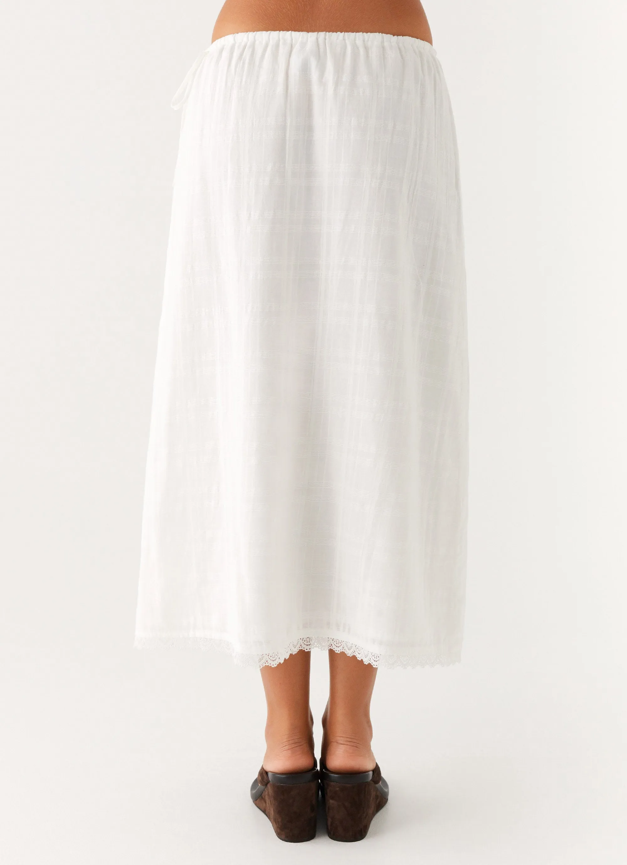 Sweet Lullaby Midi Skirt - White tech fabric