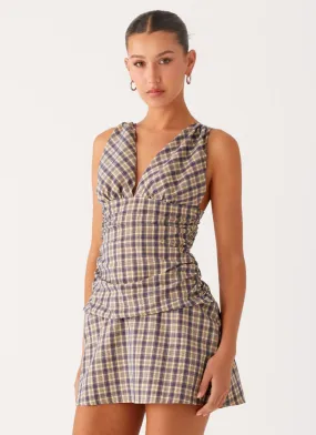Tablo Drop Waist Mini Dress - Check Print Bright Appeal Night Out