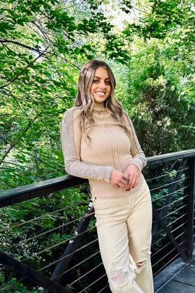 Chill in the air Ribbed Mock Neck Top Modern Silhouette