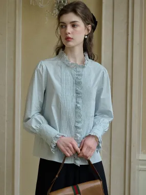 TemperatureRegulatingLining Ethical production Jordyn Hollow Lace Patchwork Crew Neck Blouse