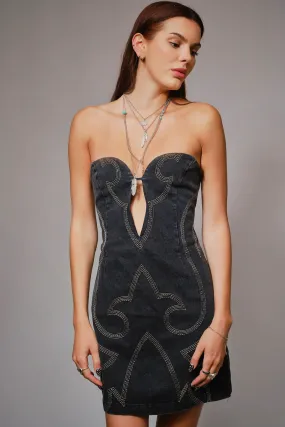 Style Vibes Water-resistant Saddle Stitch Dress-Black Denim