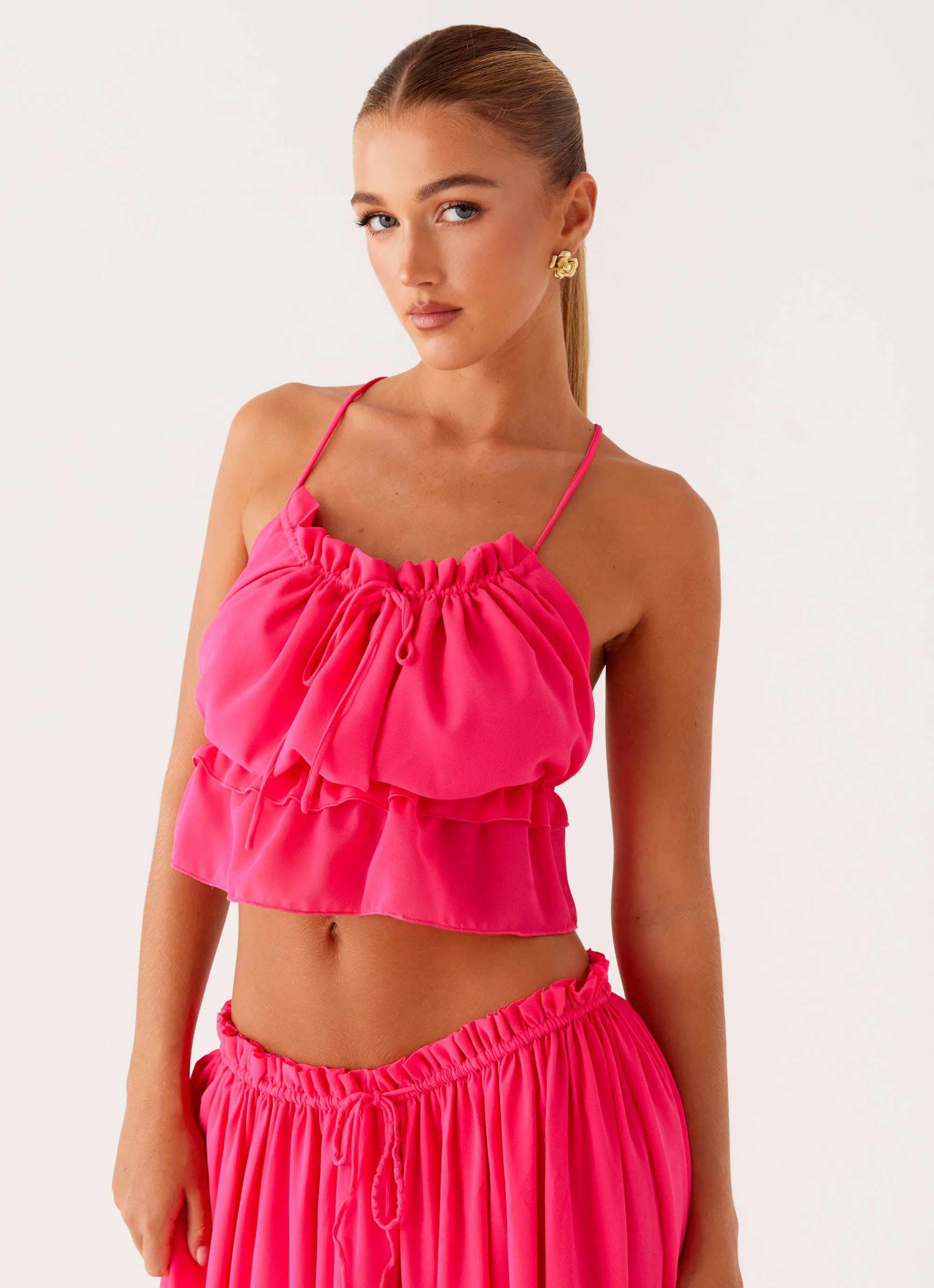 Zaya Backless Top - Fuchsia Casual Fit