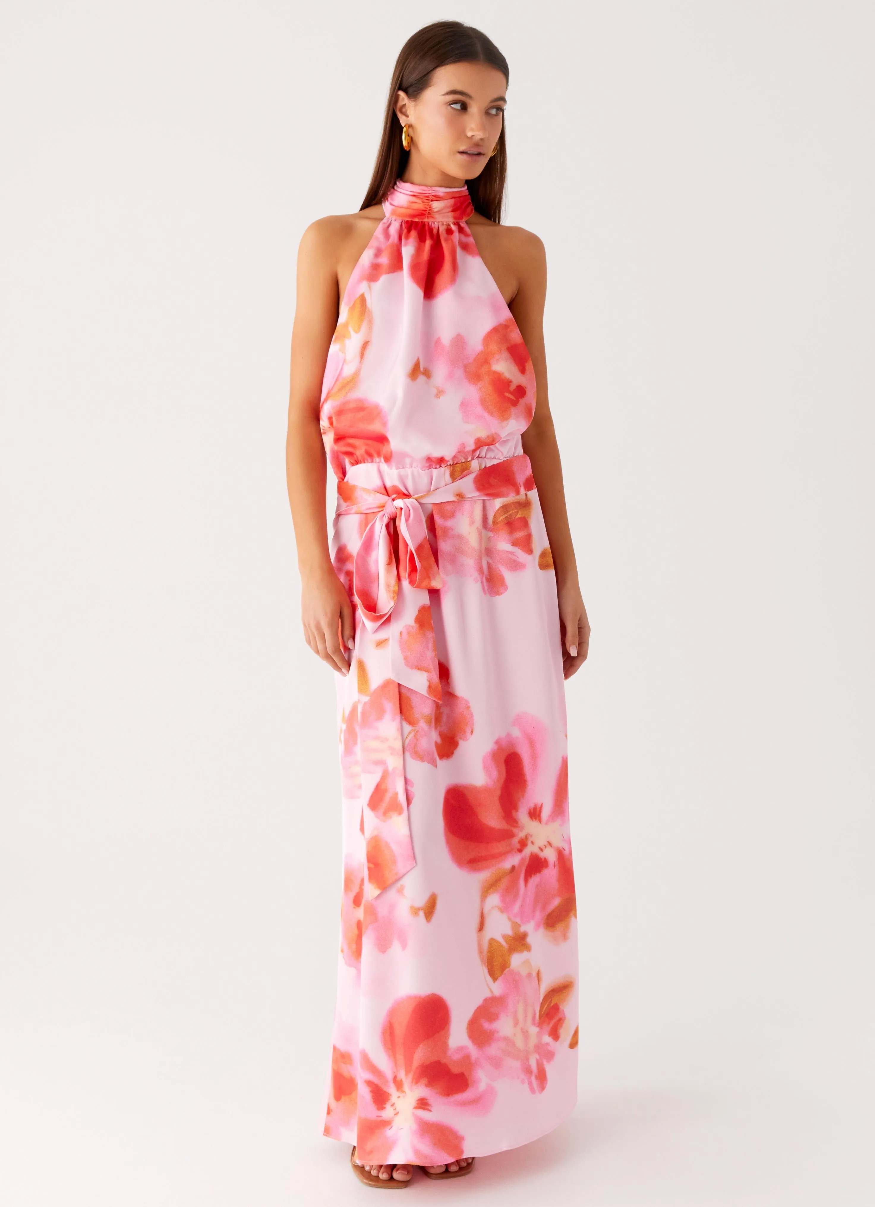 Diablo Backless Maxi Dress - Blushing Blossom Soft Texture