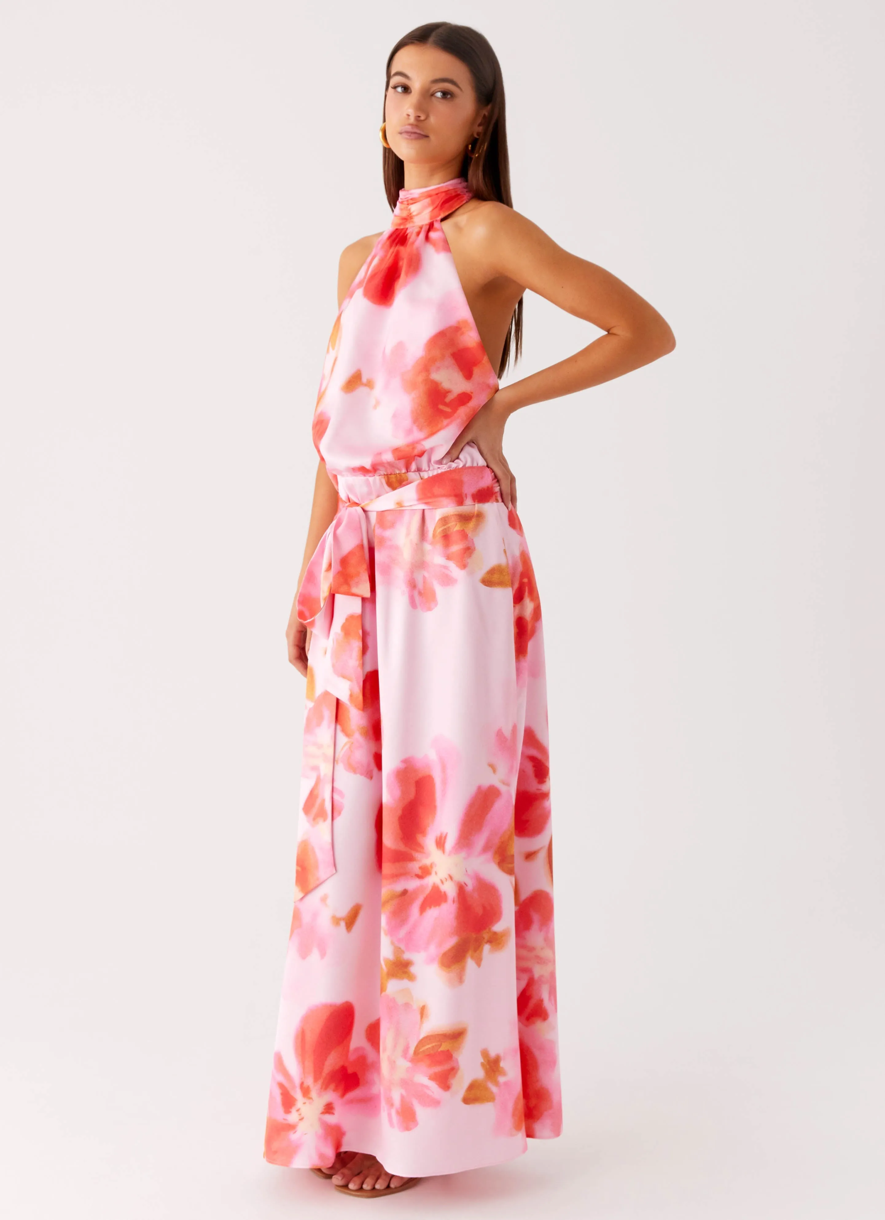 Diablo Backless Maxi Dress - Blushing Blossom Balanced Tone