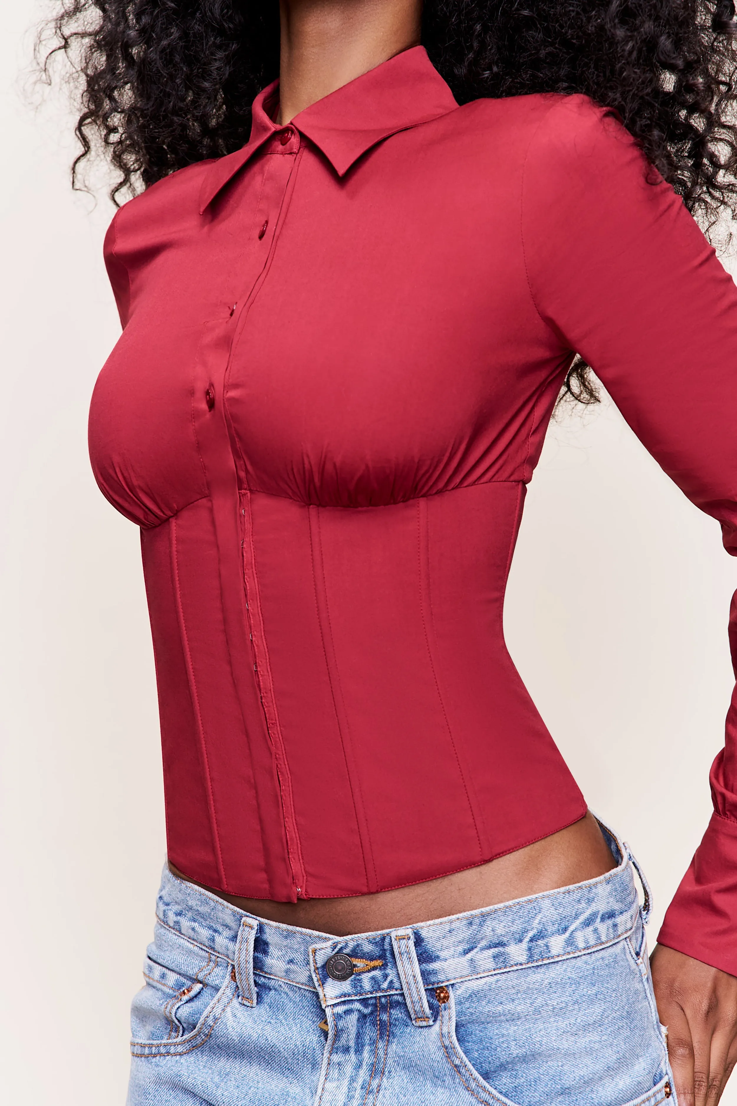 Tailored Corset Long Sleeve WrinkleFree Weaving