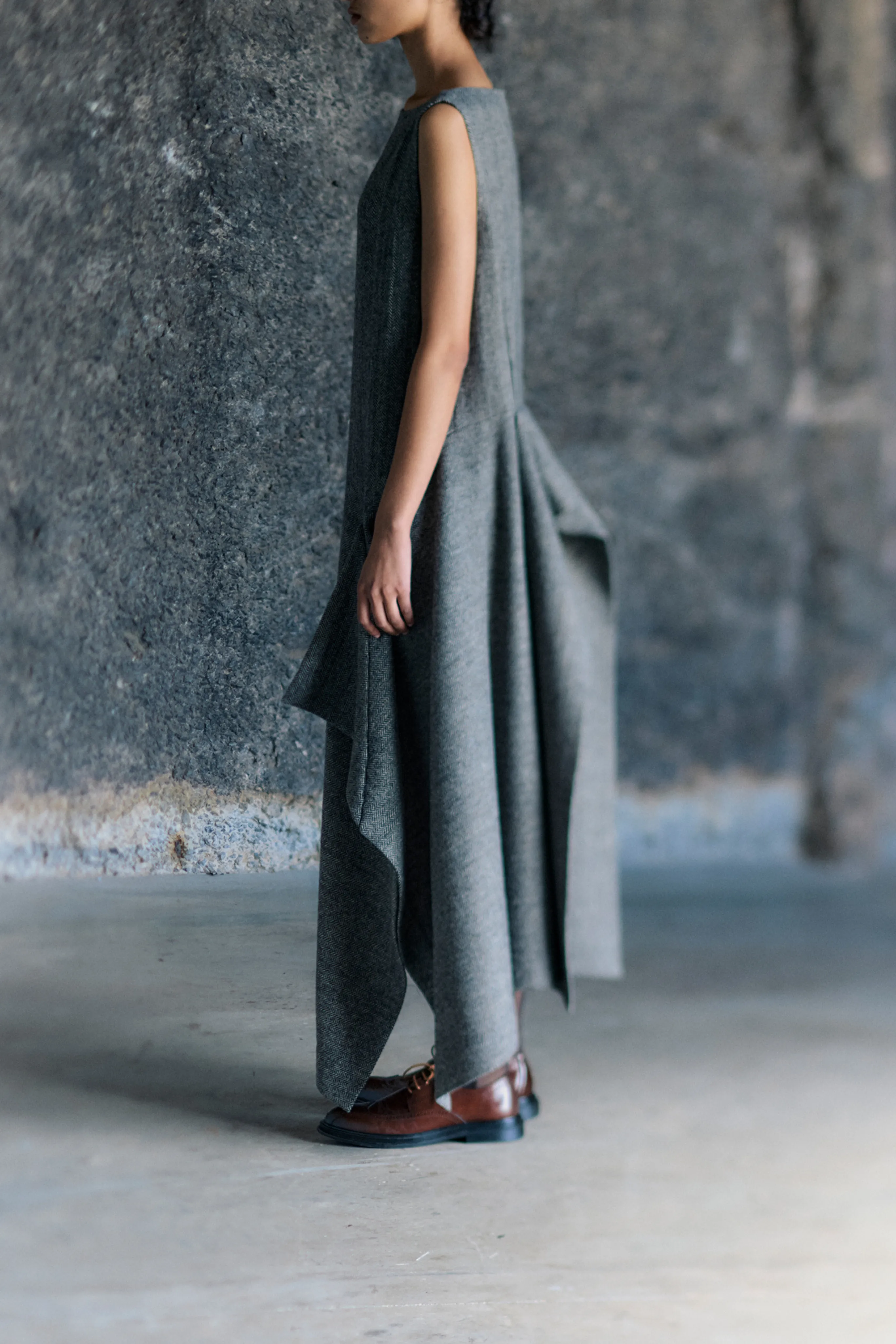 Tailored Drape Dress Sporty Look