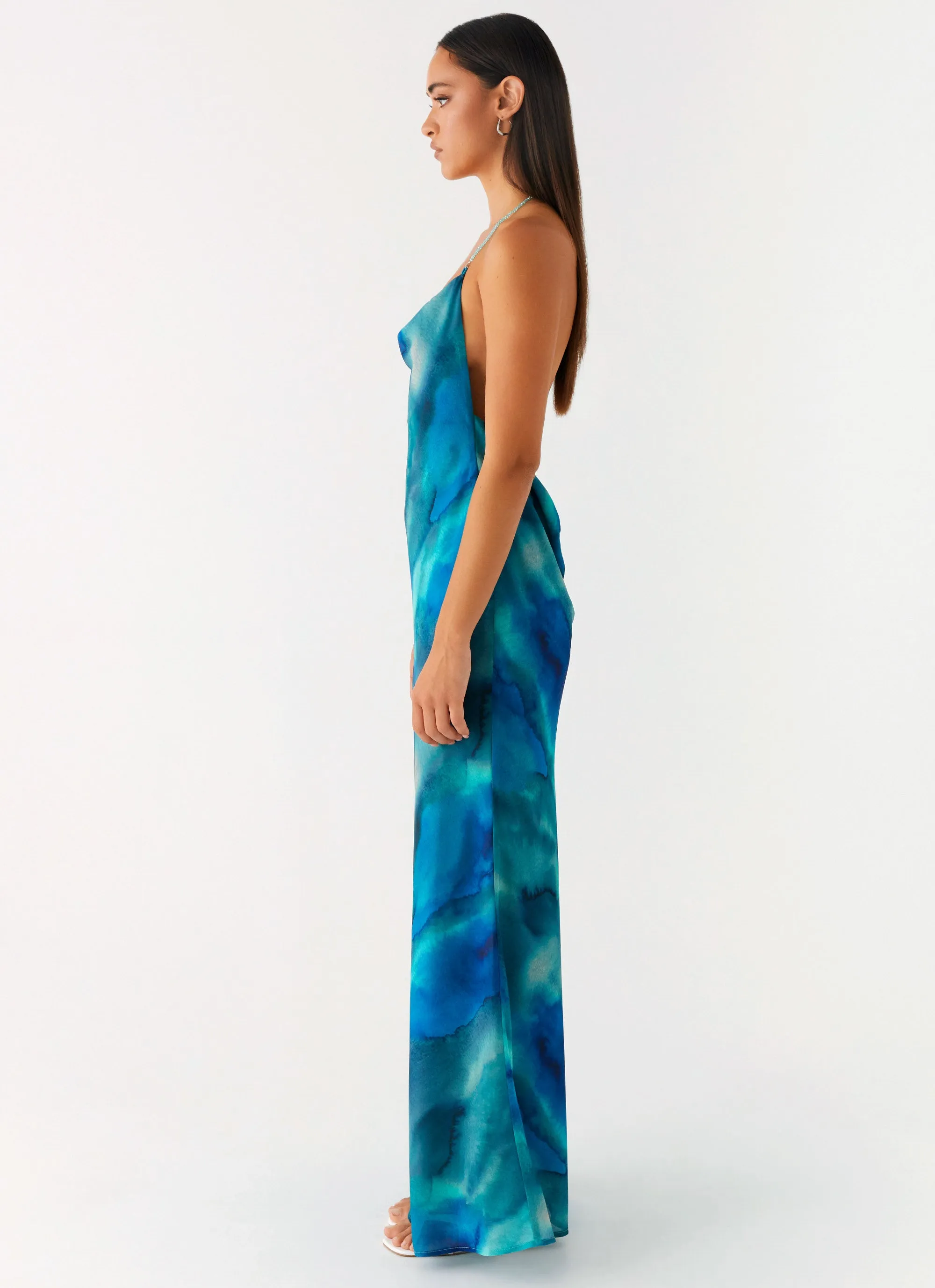 Journey Maxi Dress - Blue Tie Dye Tall Fit Luxury Feel