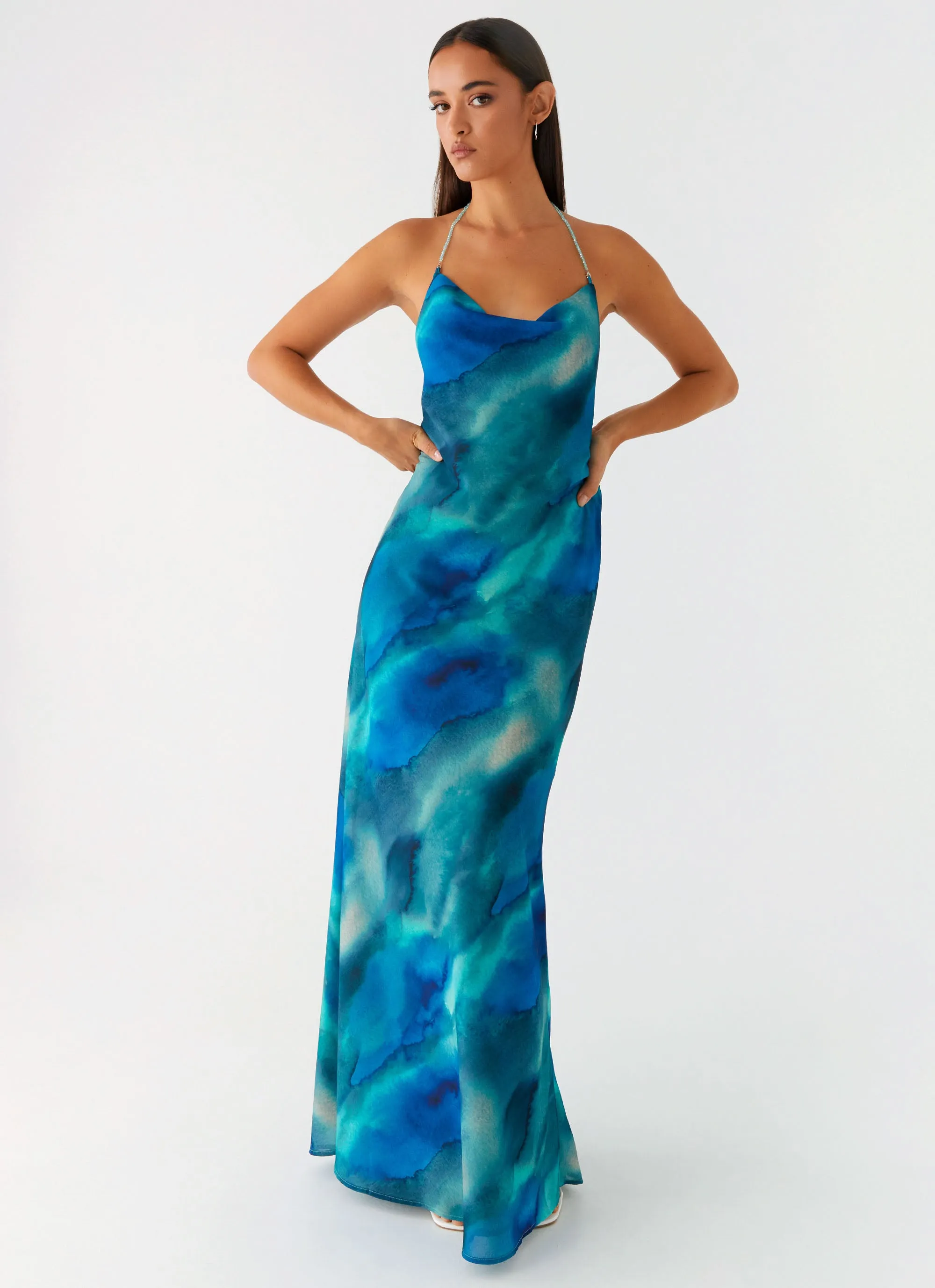 Journey Maxi Dress - Blue Tie Dye Casual Must-Have StretchableKnit