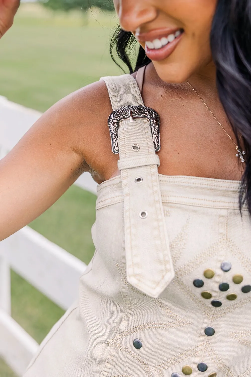 Clear Blush Smart Layering Stampede Buckle Dress -Sand