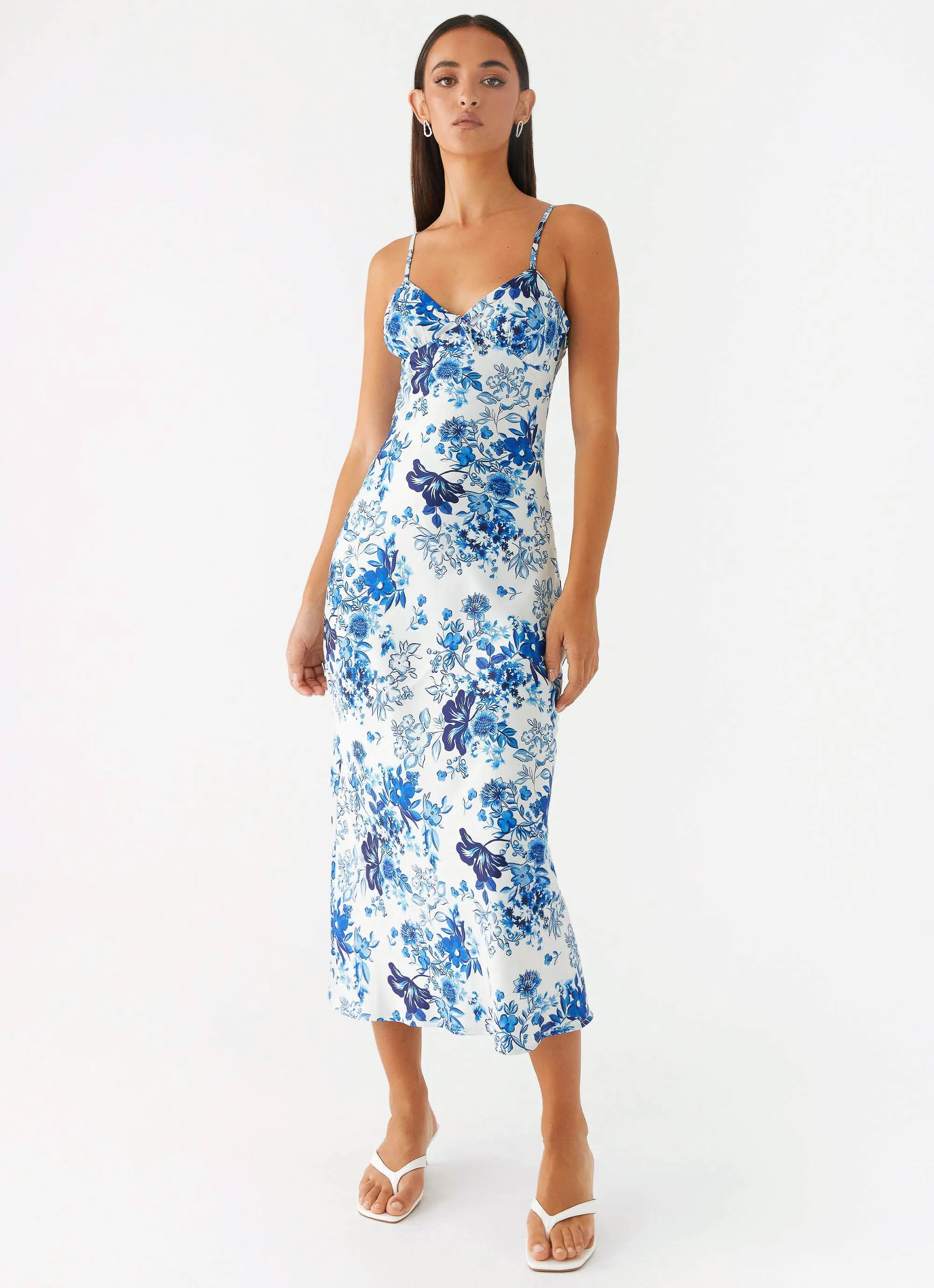 All Timewear Take Chances Midi Dress - Serene Sky Floral