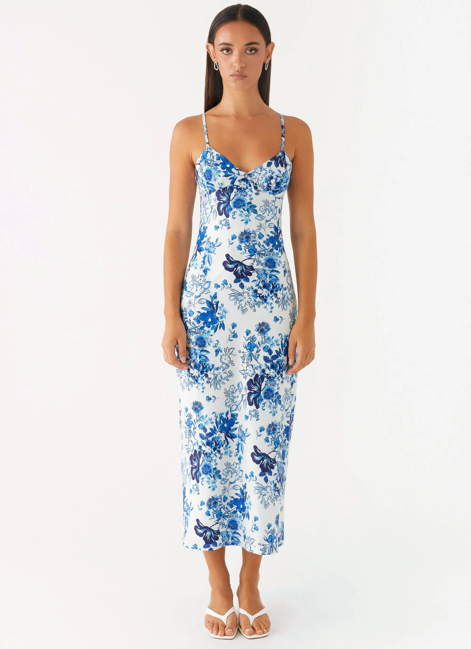 Contemporary Vibe Polished Edge Take Chances Midi Dress - Serene Sky Floral