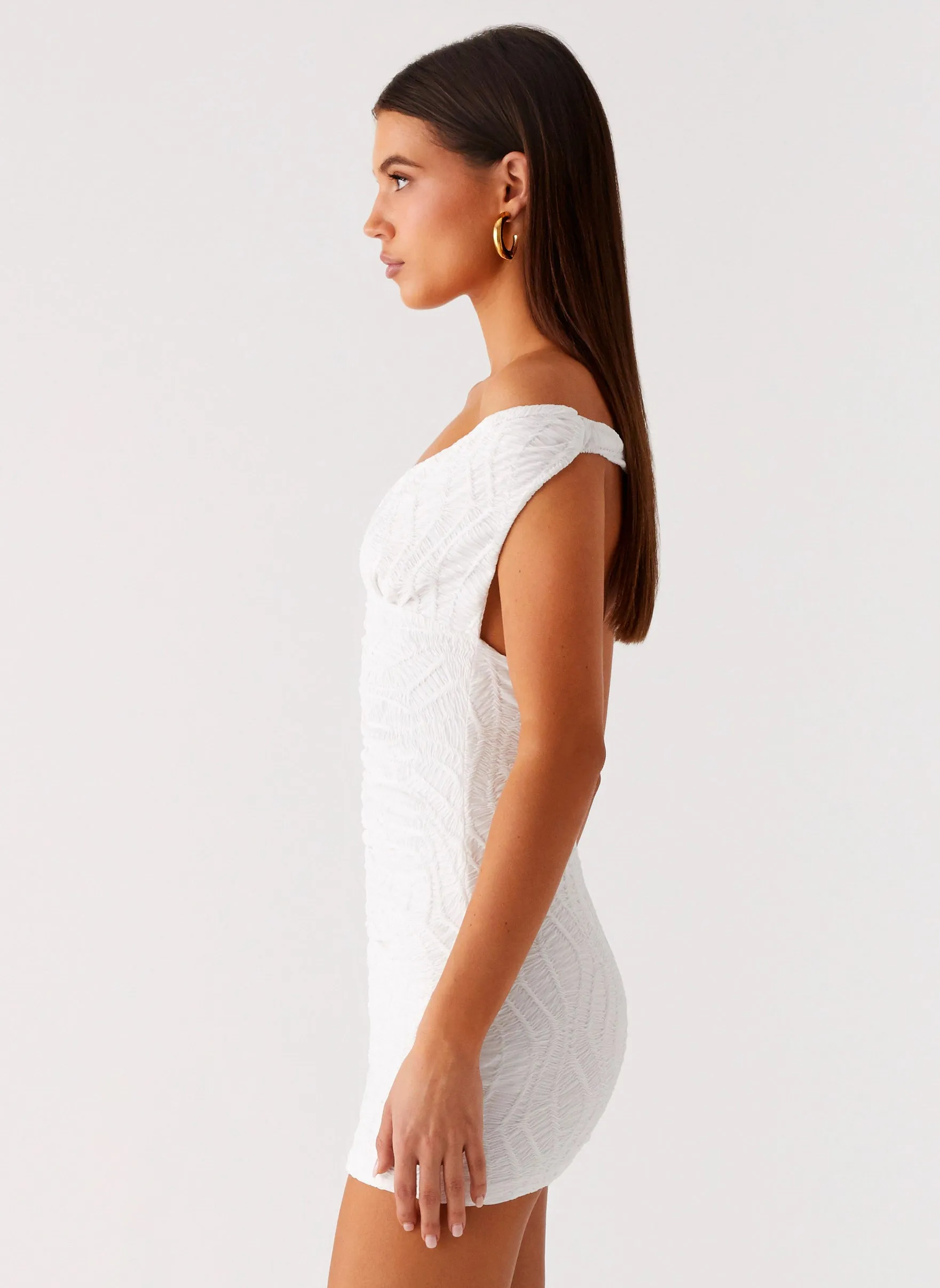 Takoda Off Shoulder Mini Dress - White Glamorous Appeal