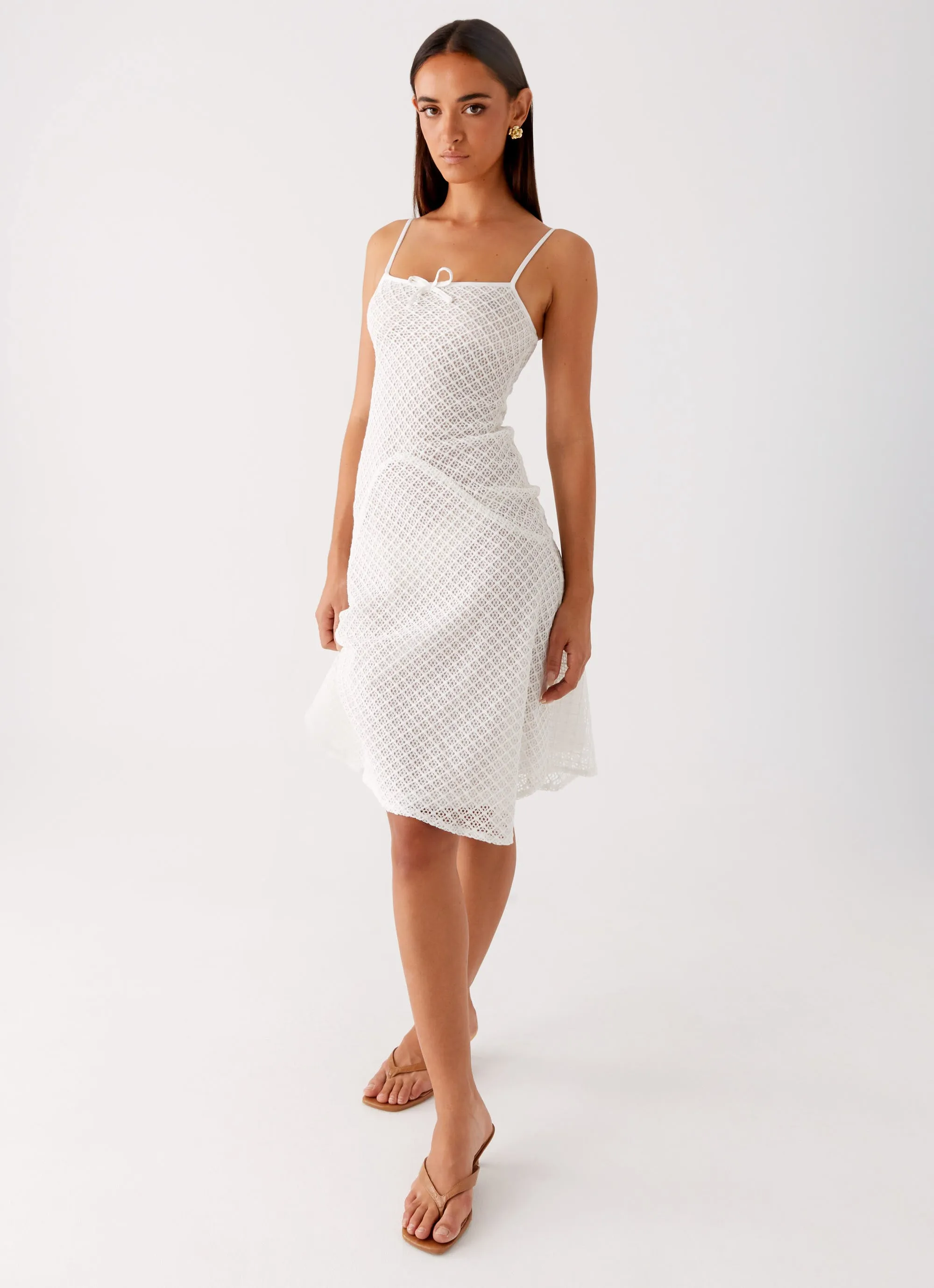 Tamar Midi Dress - White Anytime Fit Refined Form