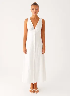 Smooth-Finish Warm Palette Tamsin Linen Maxi Dress - White