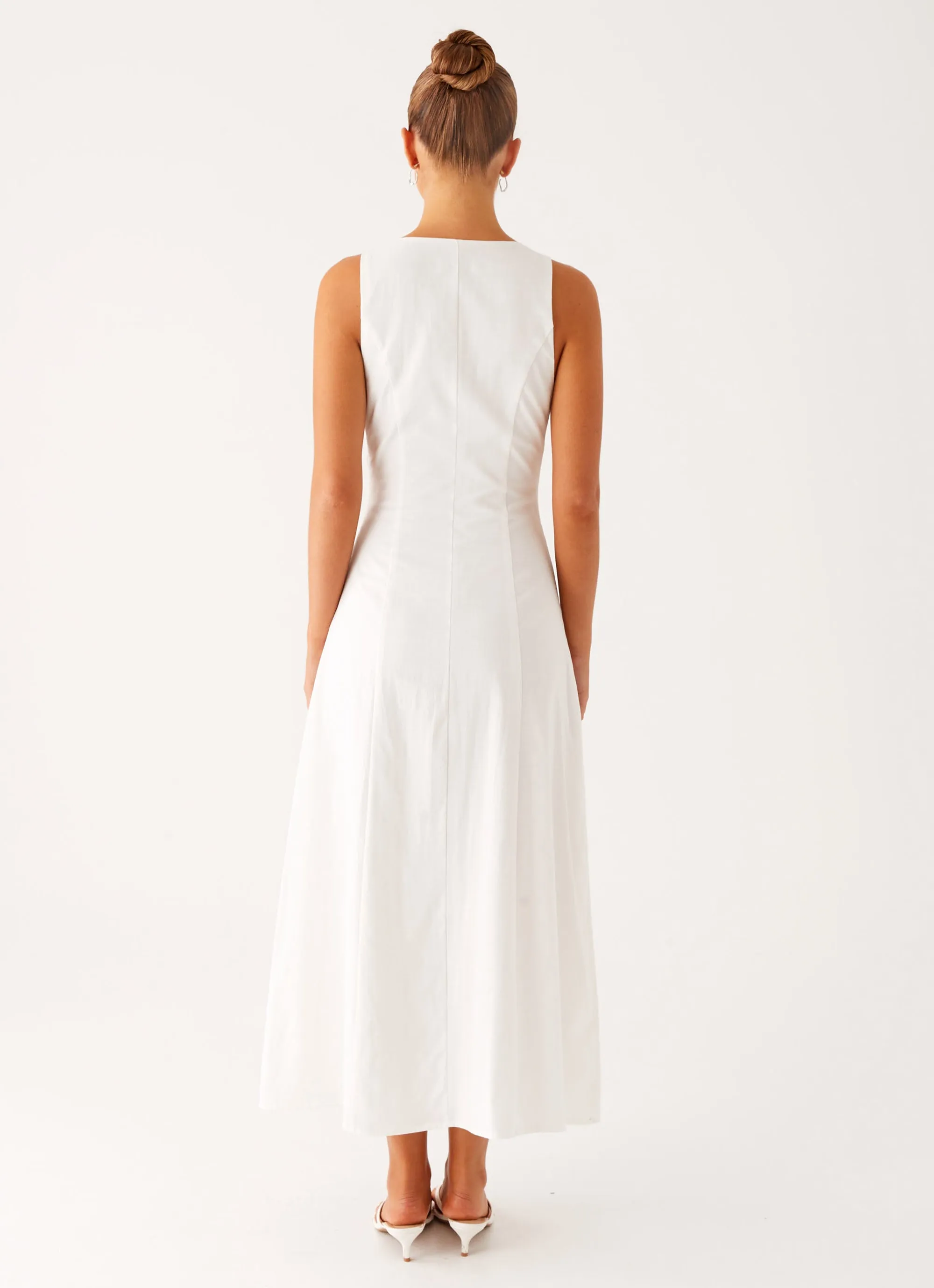 Tamsin Linen Maxi Dress - White Evening Tone