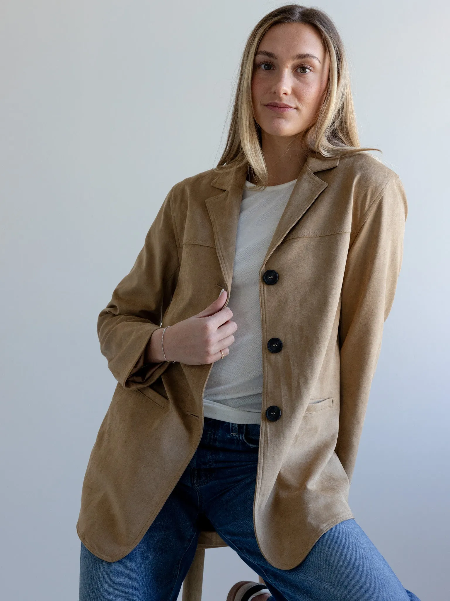 Relaxed Layers Maggie Faux Suede Blazer