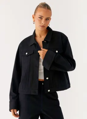 Disrupt Back Again Oversized Denim Jacket - Black