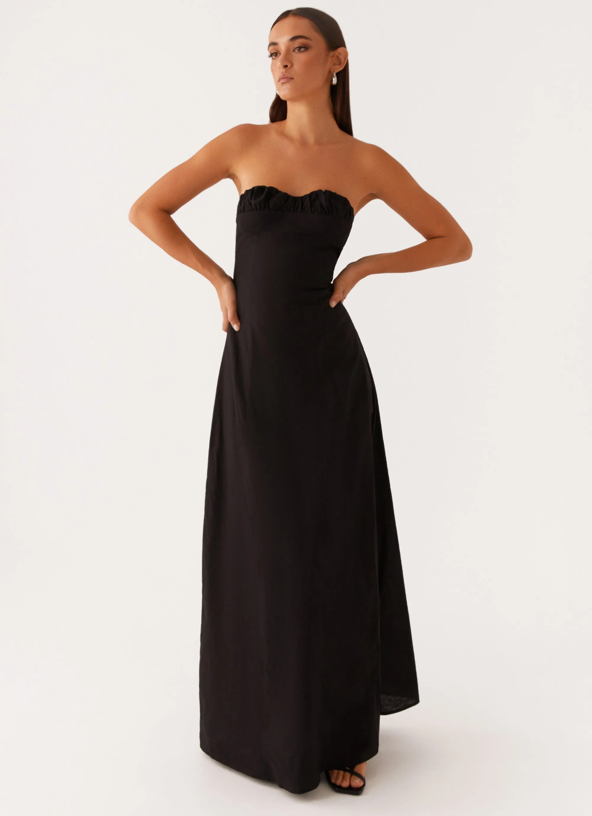 Tayla Linen Maxi Dress - Black Art Inspired