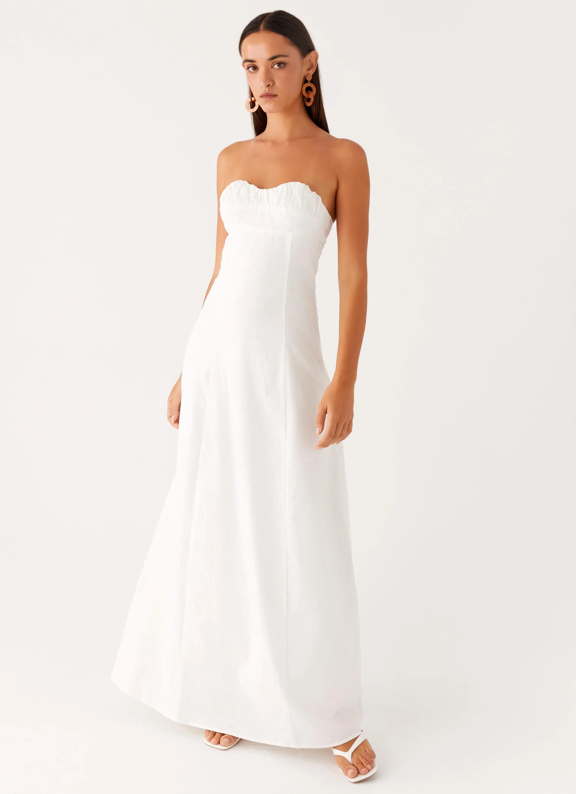 Tayla Linen Maxi Dress - White Weekend Favorite Jewel Tones