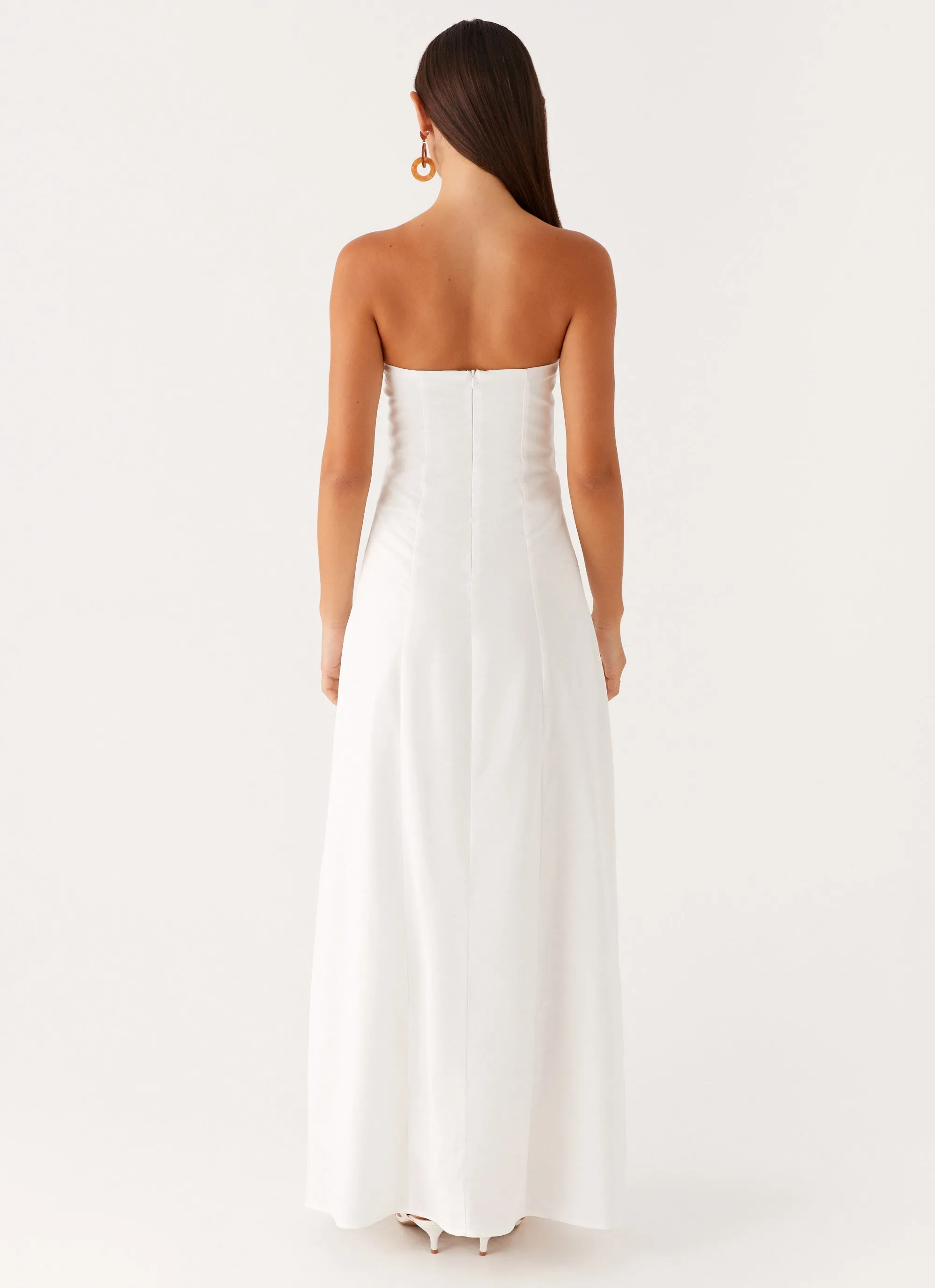 Tayla Linen Maxi Dress - White windproof Silk Shine