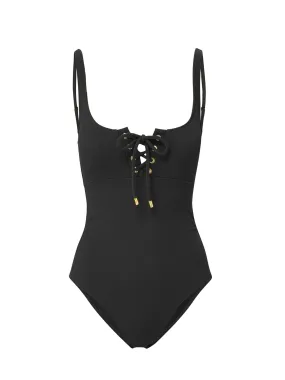 Affordable Swim Taylor One Piece Black Texture