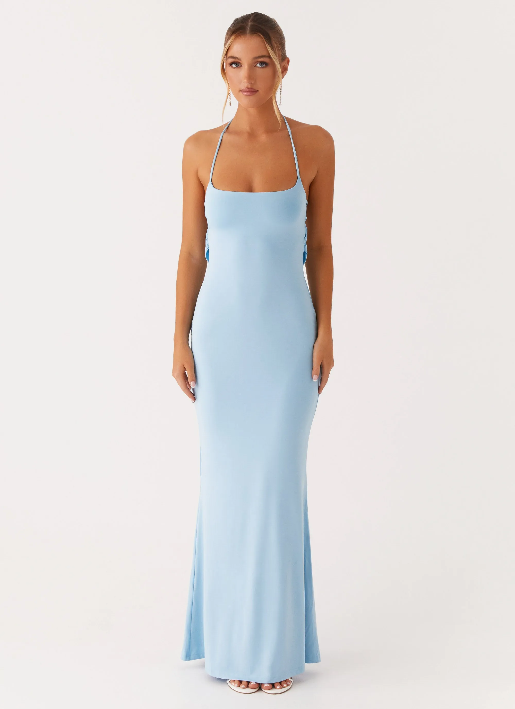 Sleek and Flattering Light Outfit Talk About Us Maxi Dress - Blue