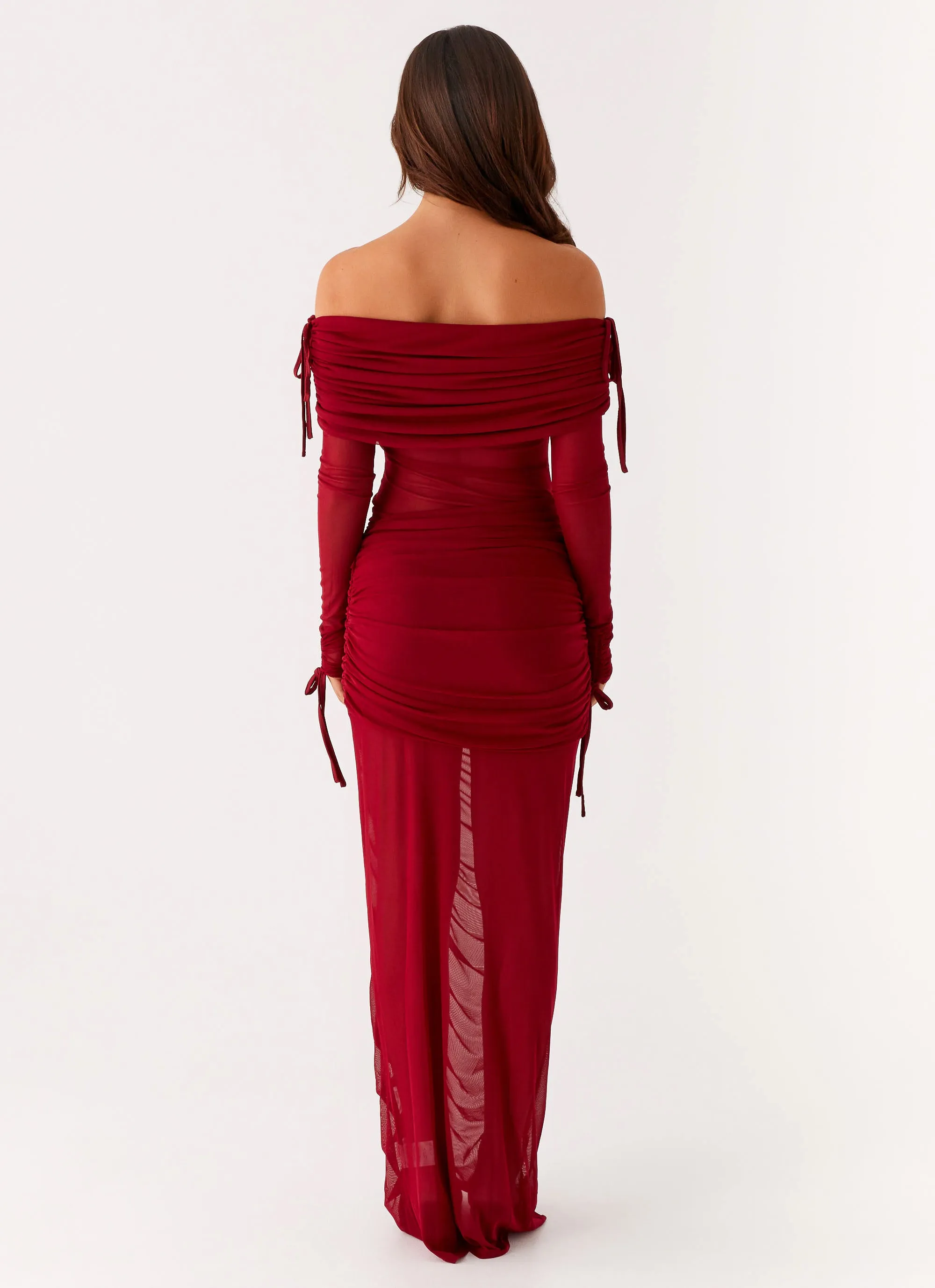 Layer Base Teala Mesh Maxi Dress - Red
