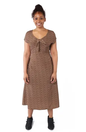 Festive Mood Smile Soft Tatiana Dress in Mocha Dot