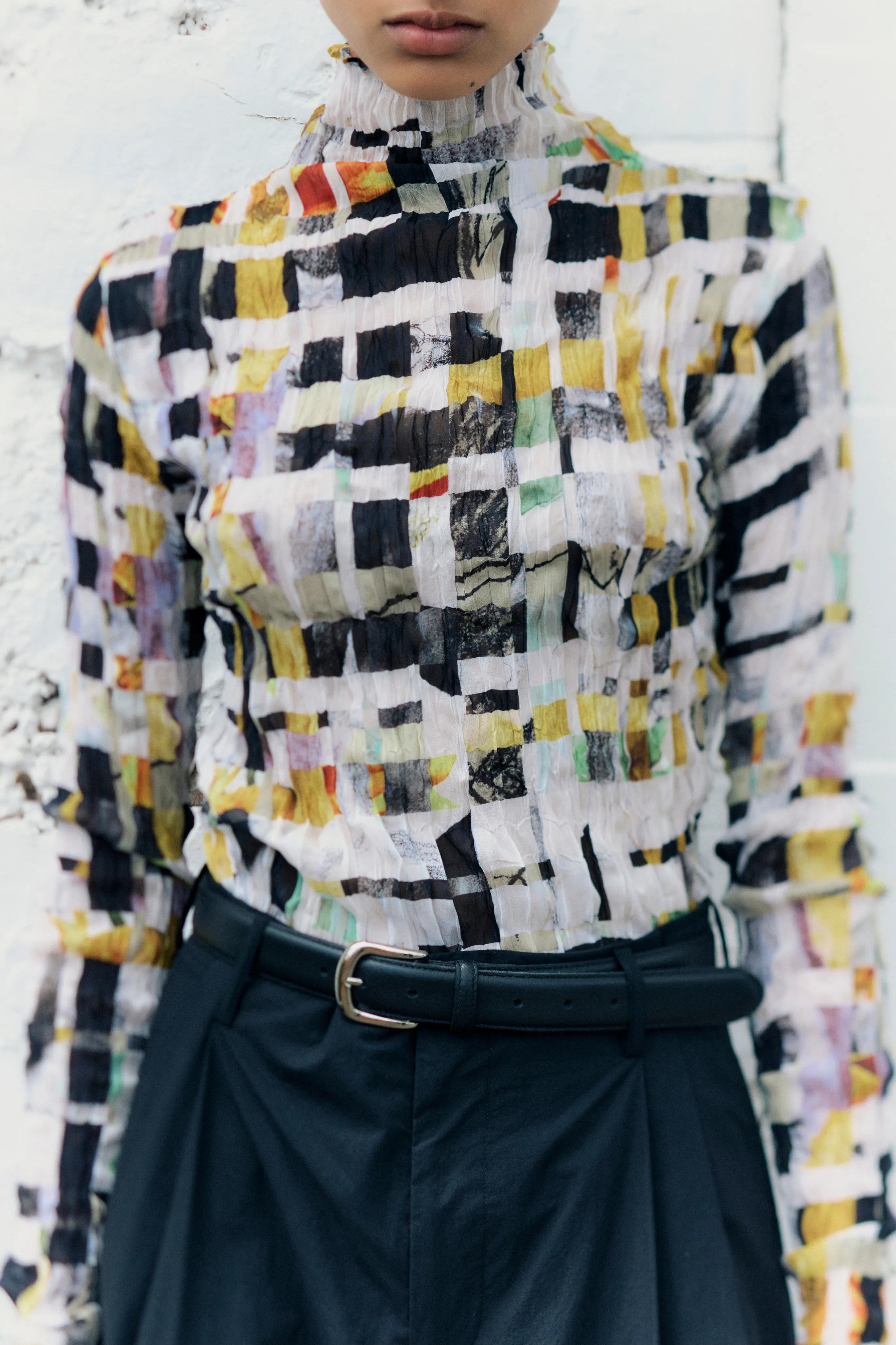 Crushed Long Sleeve Turtleneck - White Sustainable Manufacturing