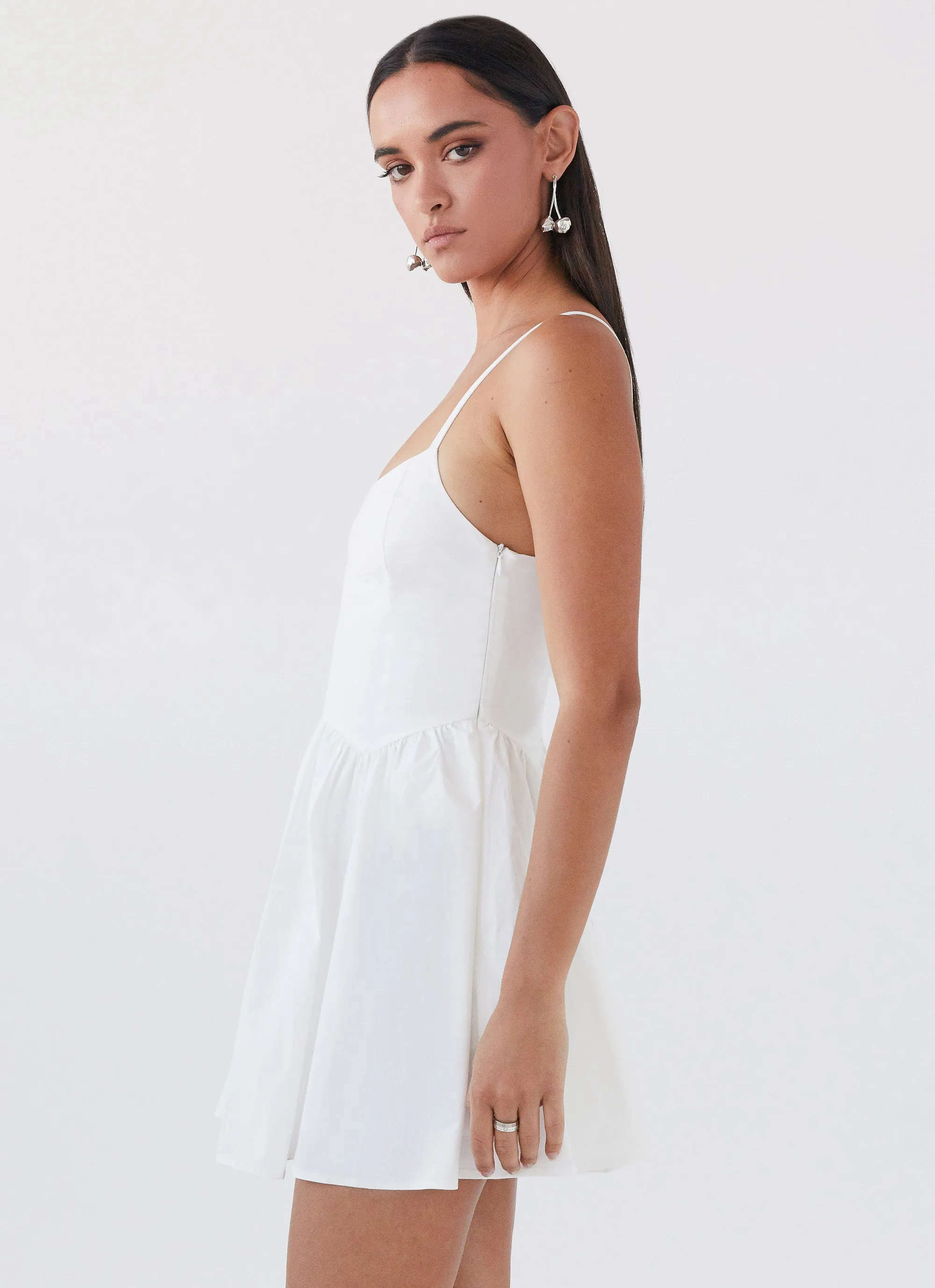 Tesoro Mio Mini Dress - White Breezy Fit Fold Over Design