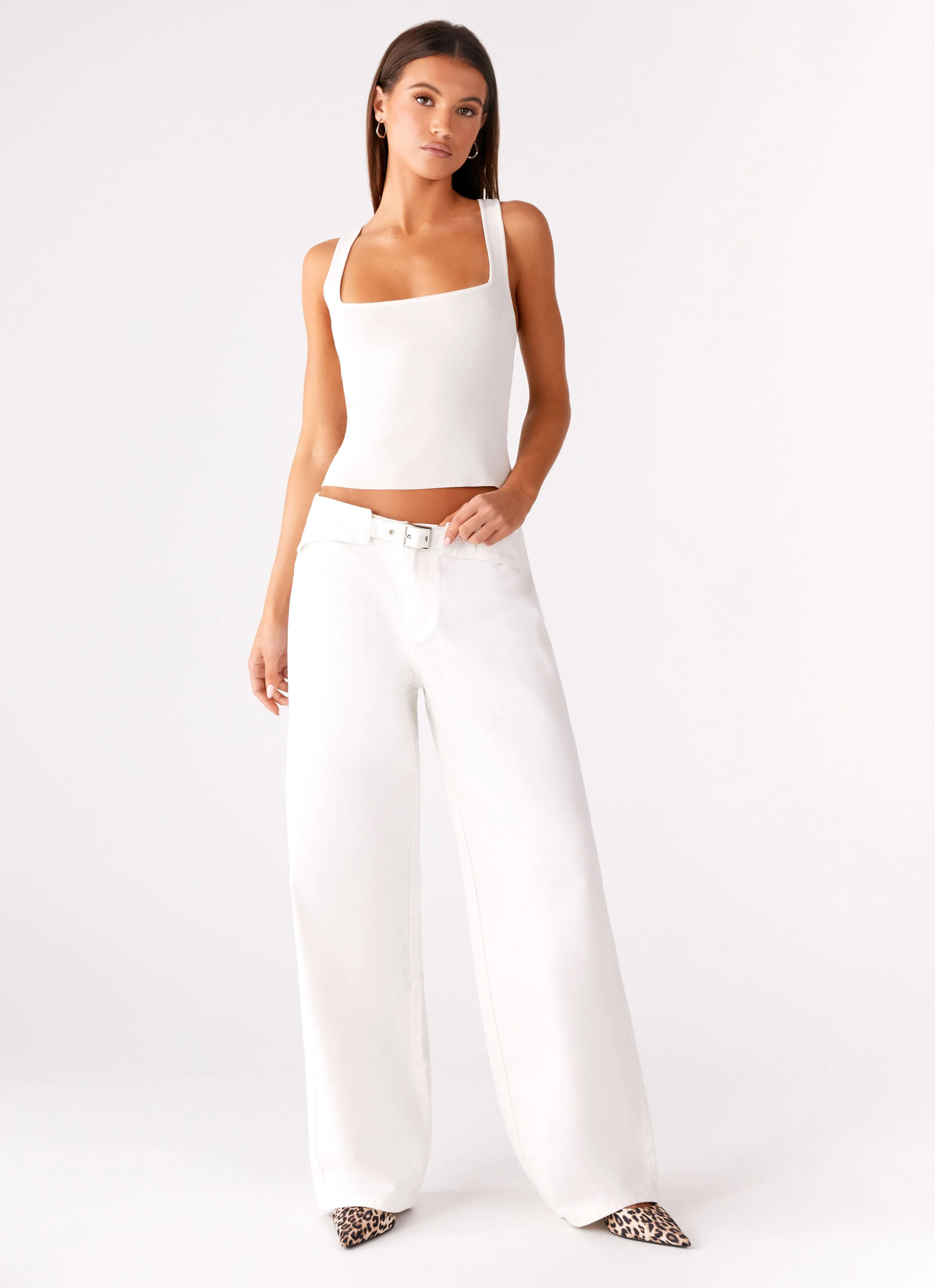 Texas Low Rise Jeans - White Base Fit Piece Spring Mood Brunch Outfit Formal