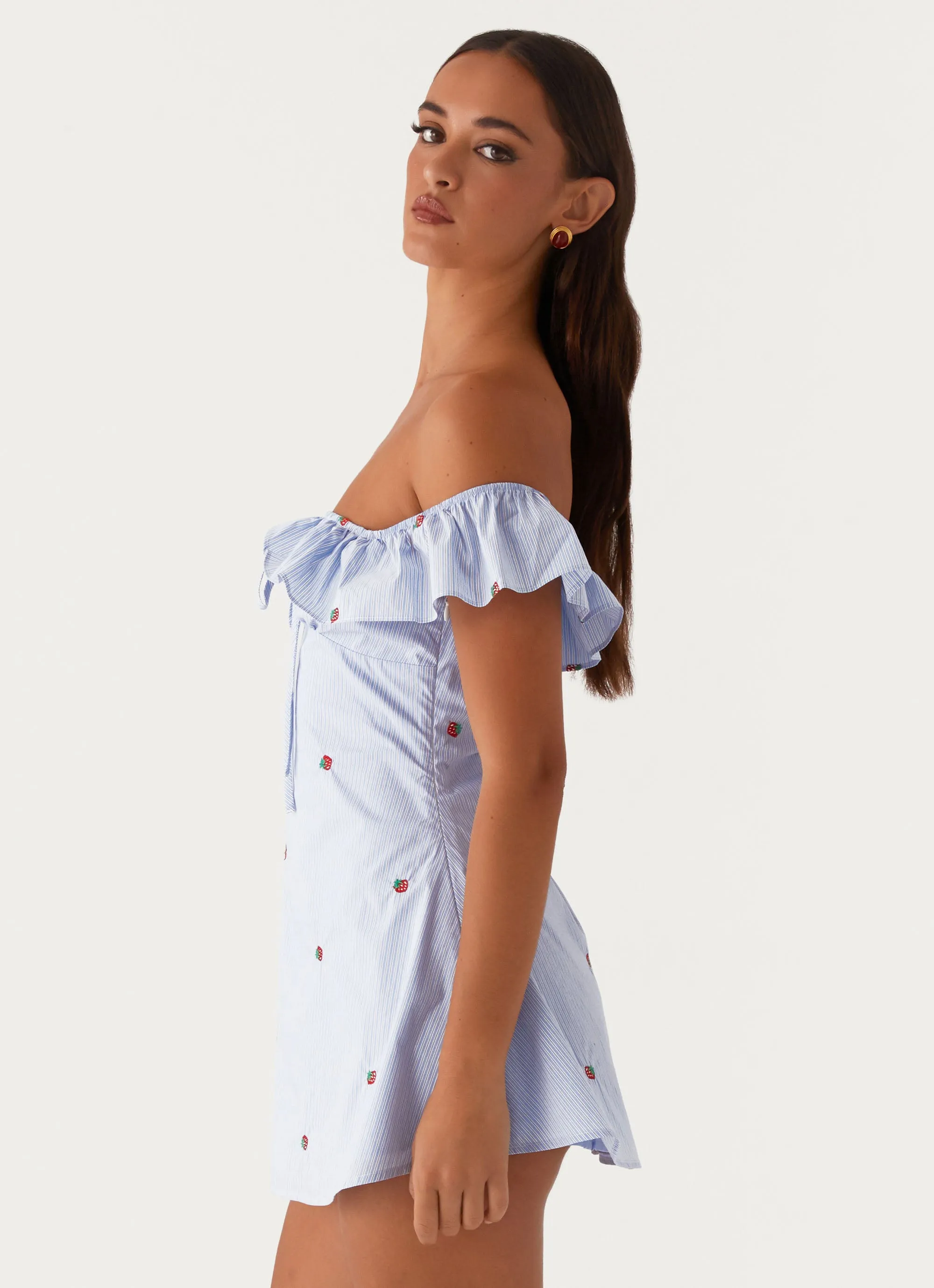 Texas Sun Linen Mini Dress - Blue Ventilated Panels