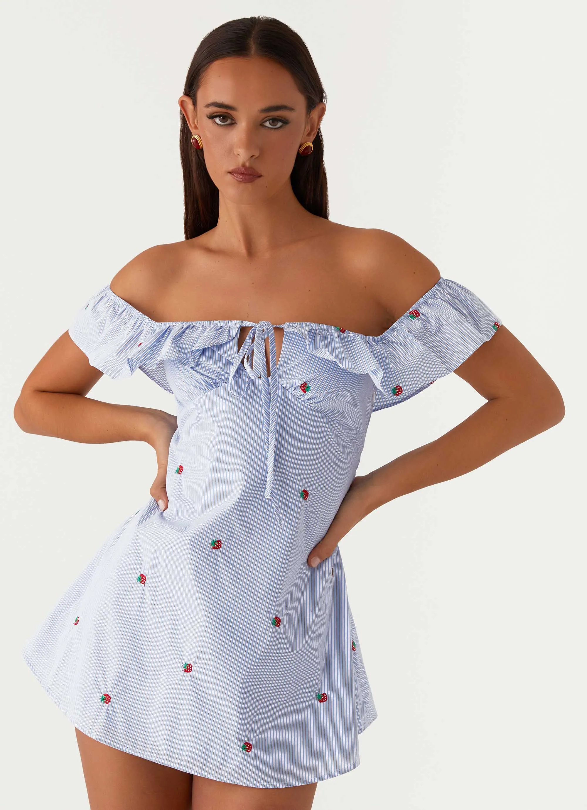 Texas Sun Linen Mini Dress - Blue Soft Aesthetic